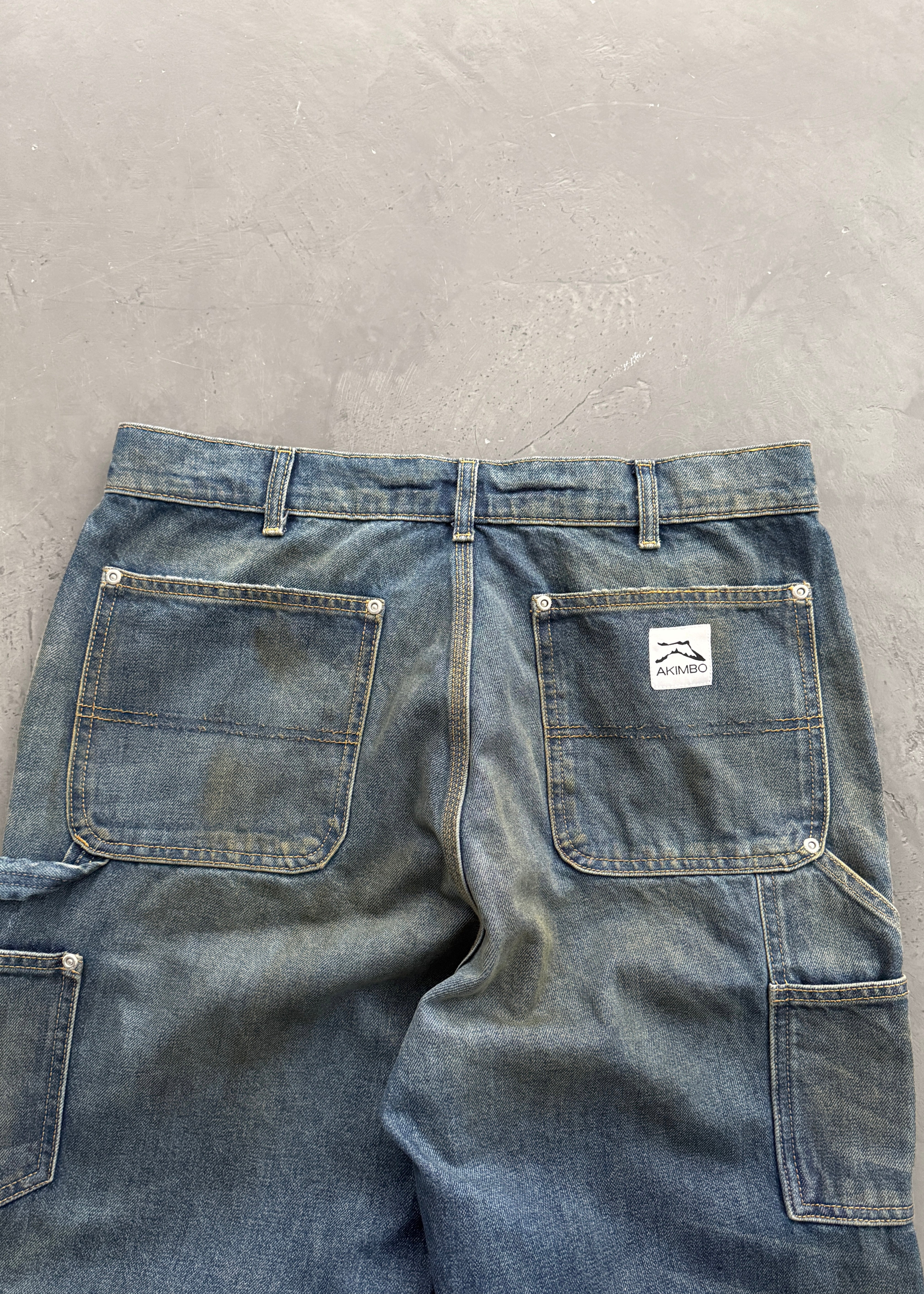 DISTRESSED DENIM DOUBLE KNEES - DIRTY WASH