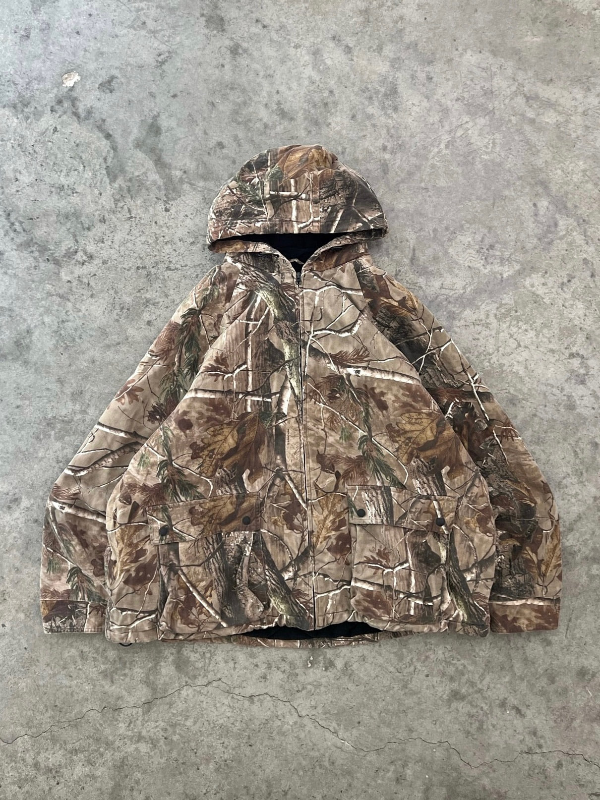 FADED FOREST CAMOUFLAGE HOODED JACKET - 1990S