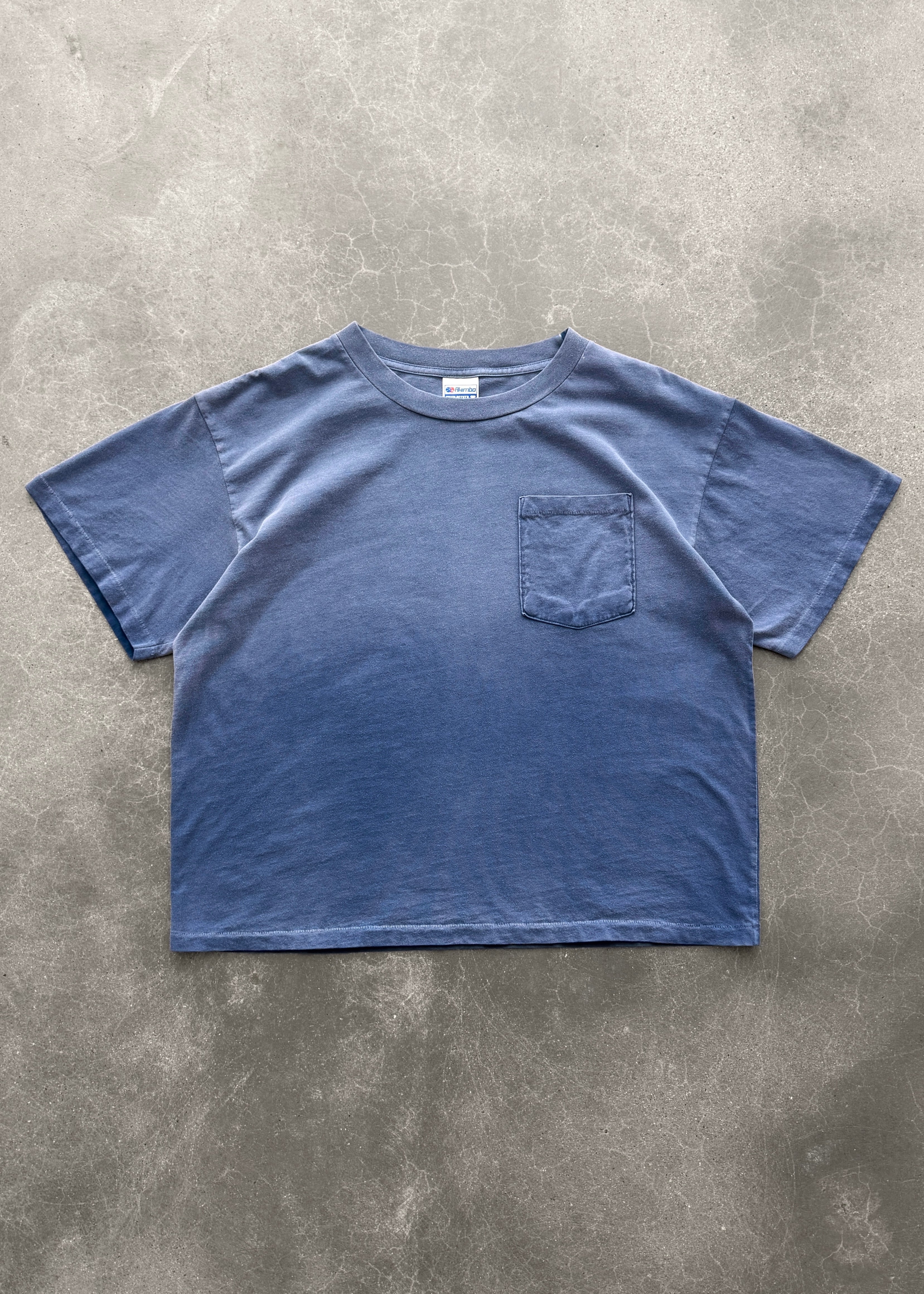 “CHAIN-PEEKER” SINGLE STITCHED POCKET TEE - FADED NAVY