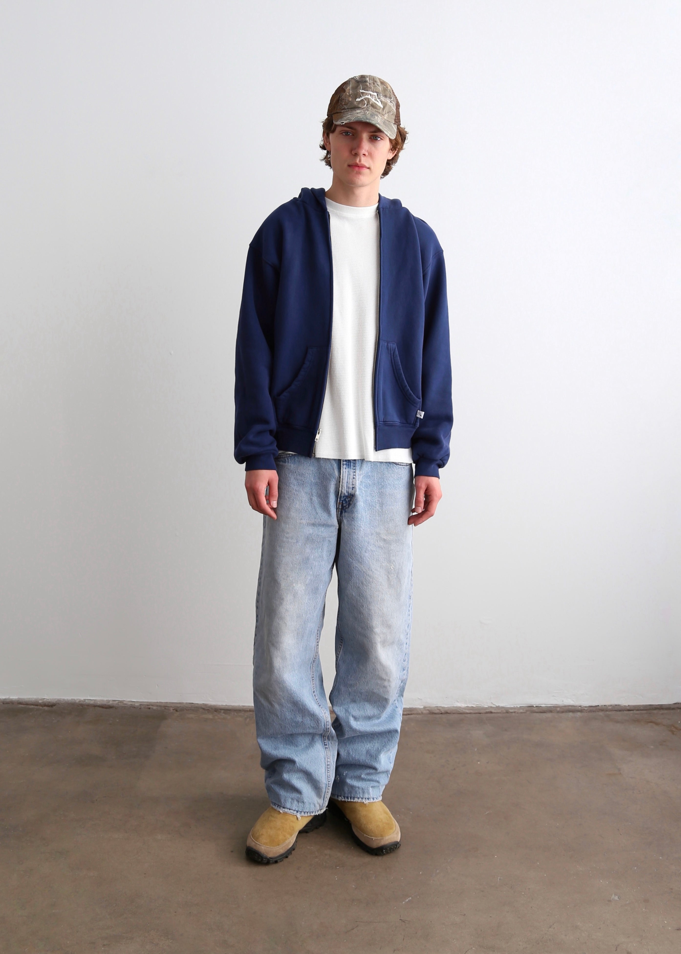 AKIMBO ZIP-UP HOODIE - NAVY