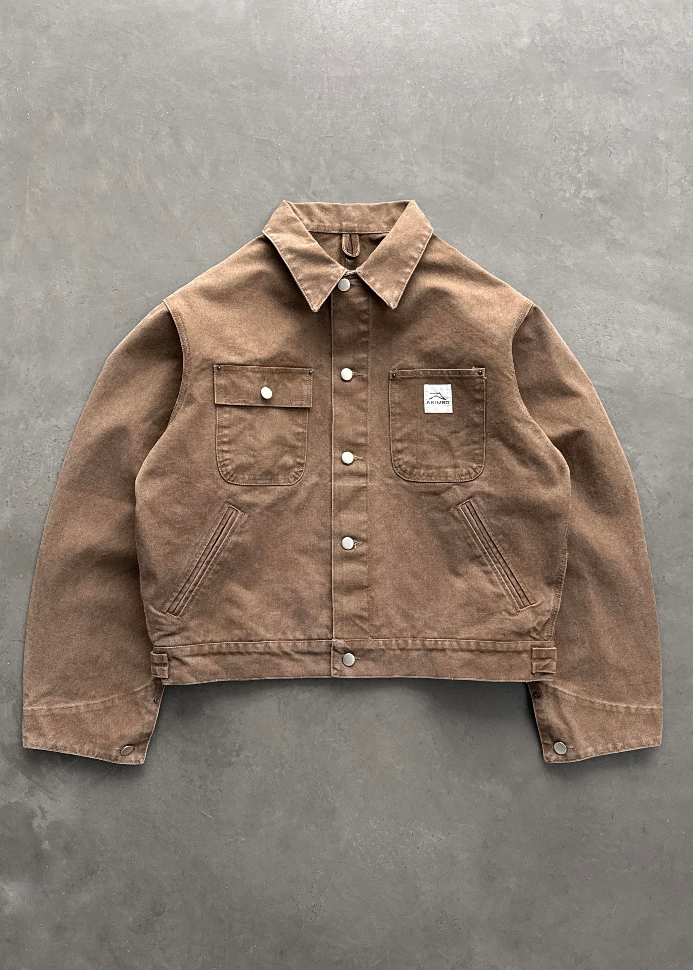 CROPPED CHORE JACKET - BROWN