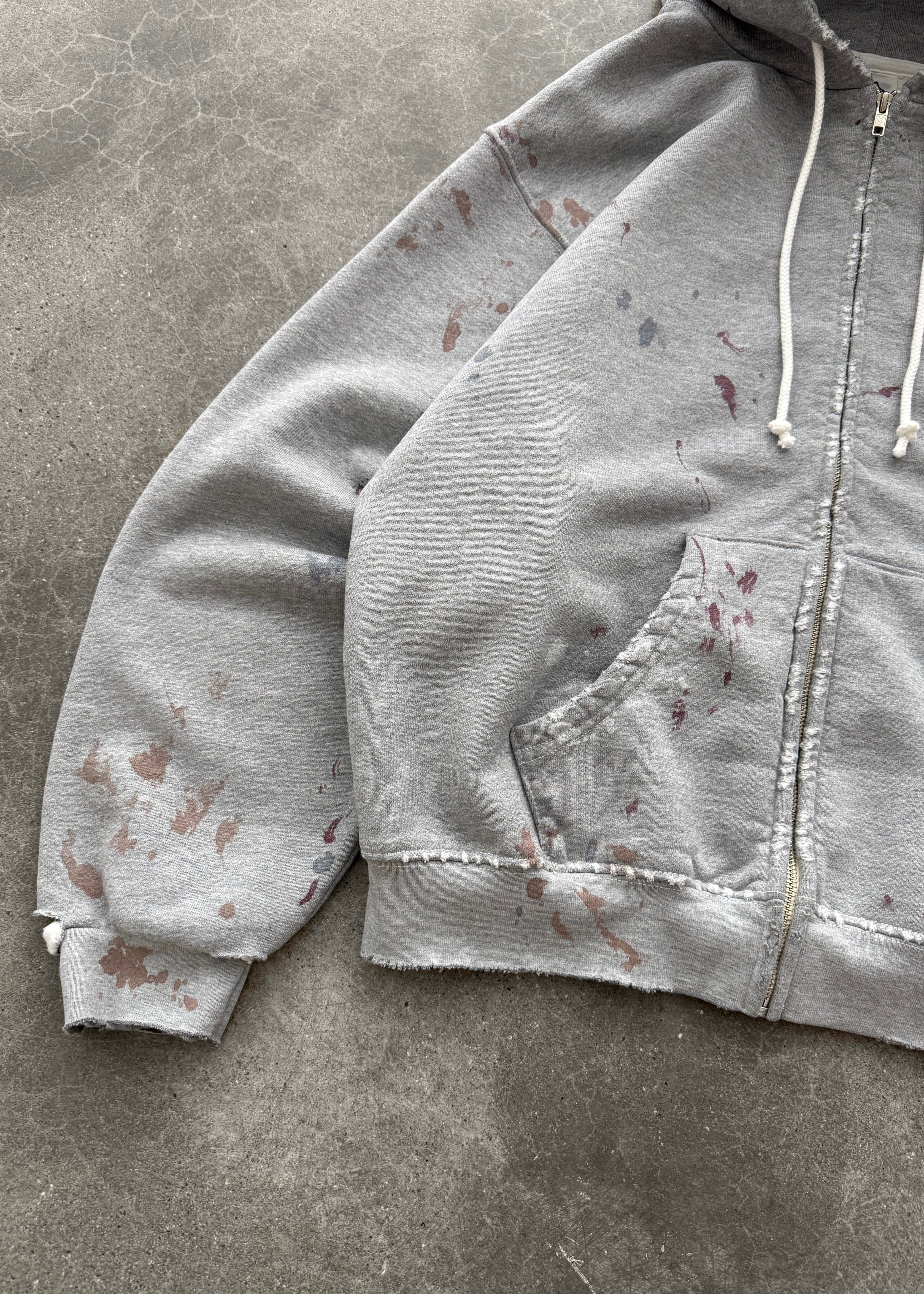 "WATCH-PEEKER" ZIP-UP HOODIE - HEATHER GREY