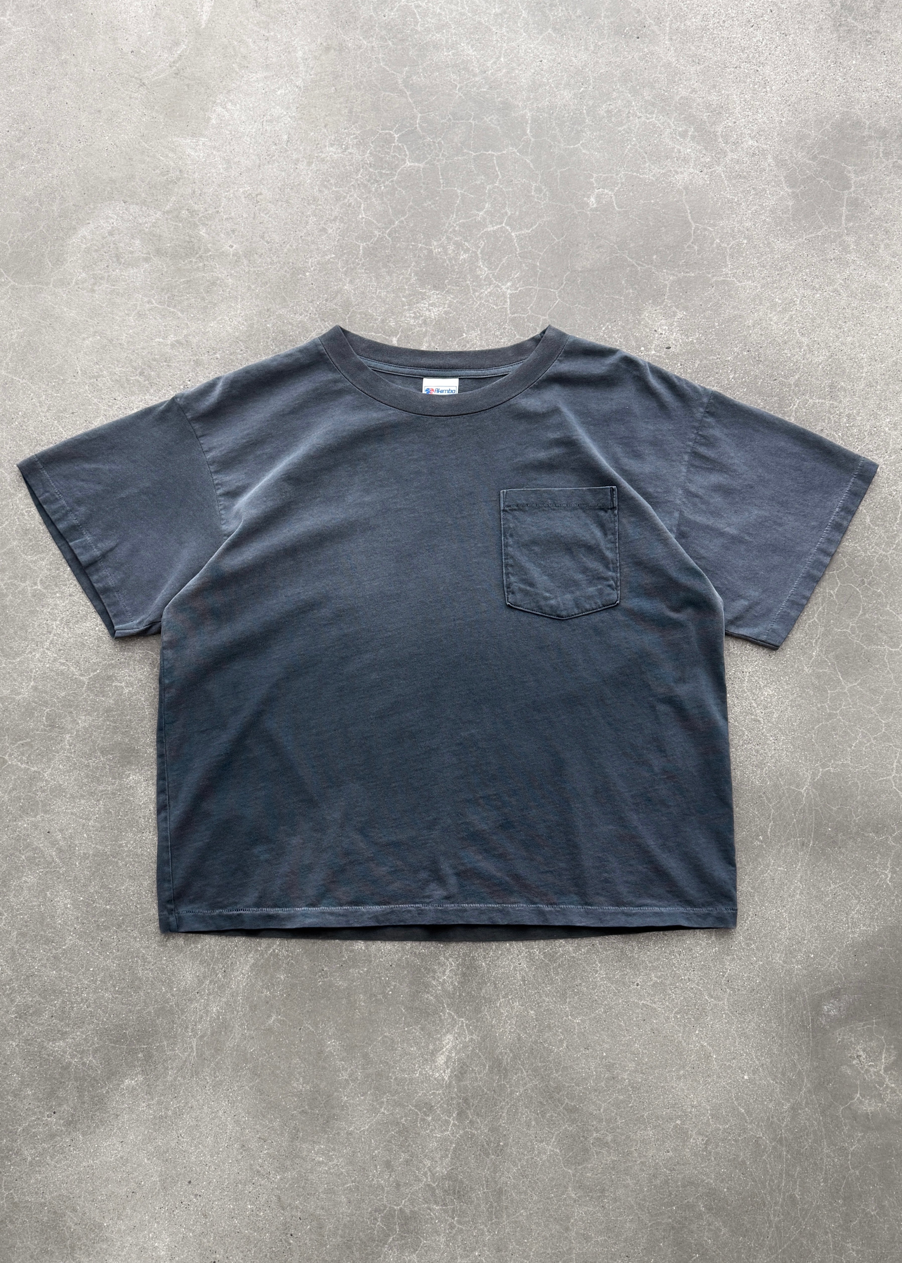 “CHAIN-PEEKER” SINGLE STITCHED POCKET TEE - FADED BLACK