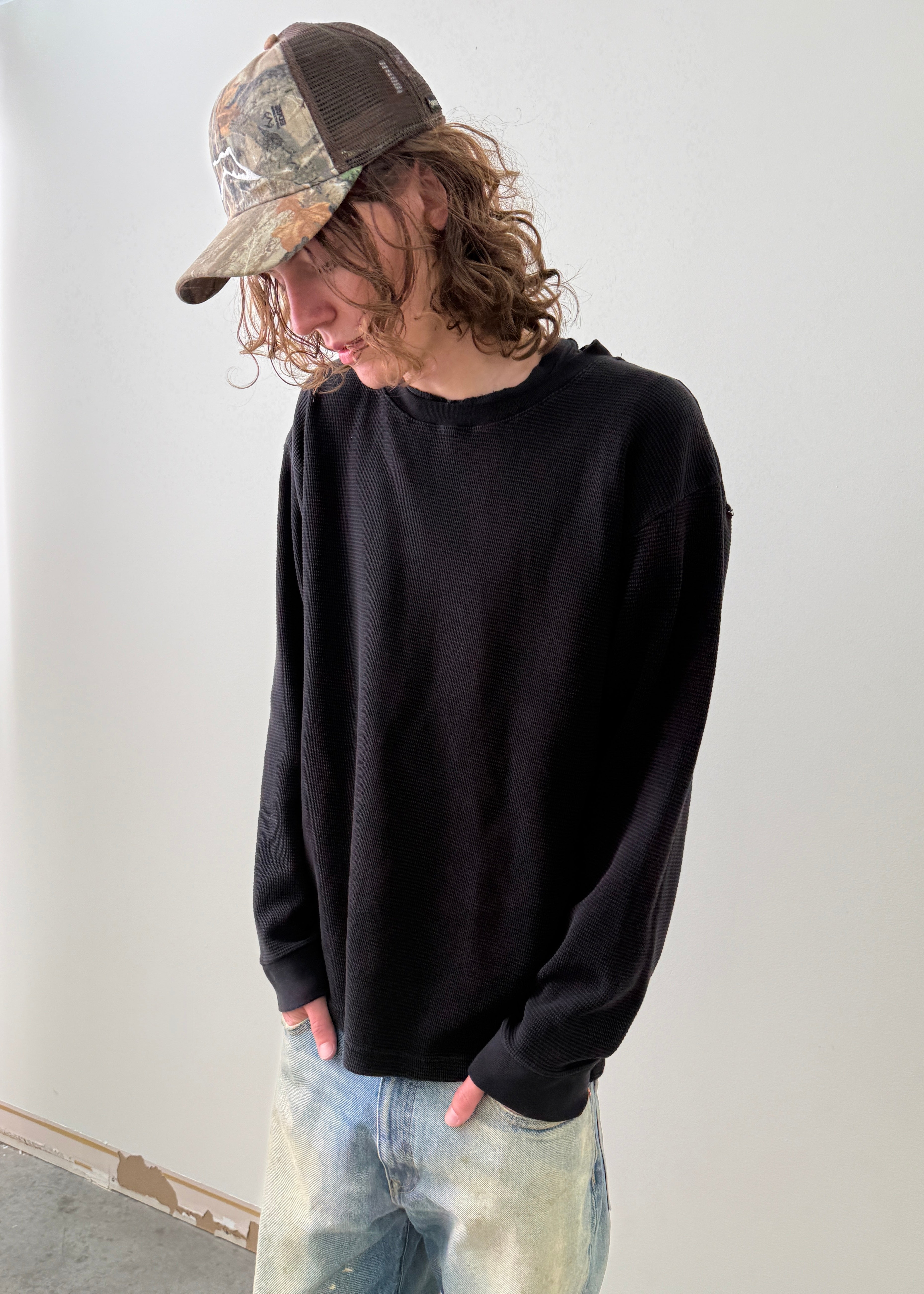 STONEWASHED THERMAL LONGSLEEVE - BLACK