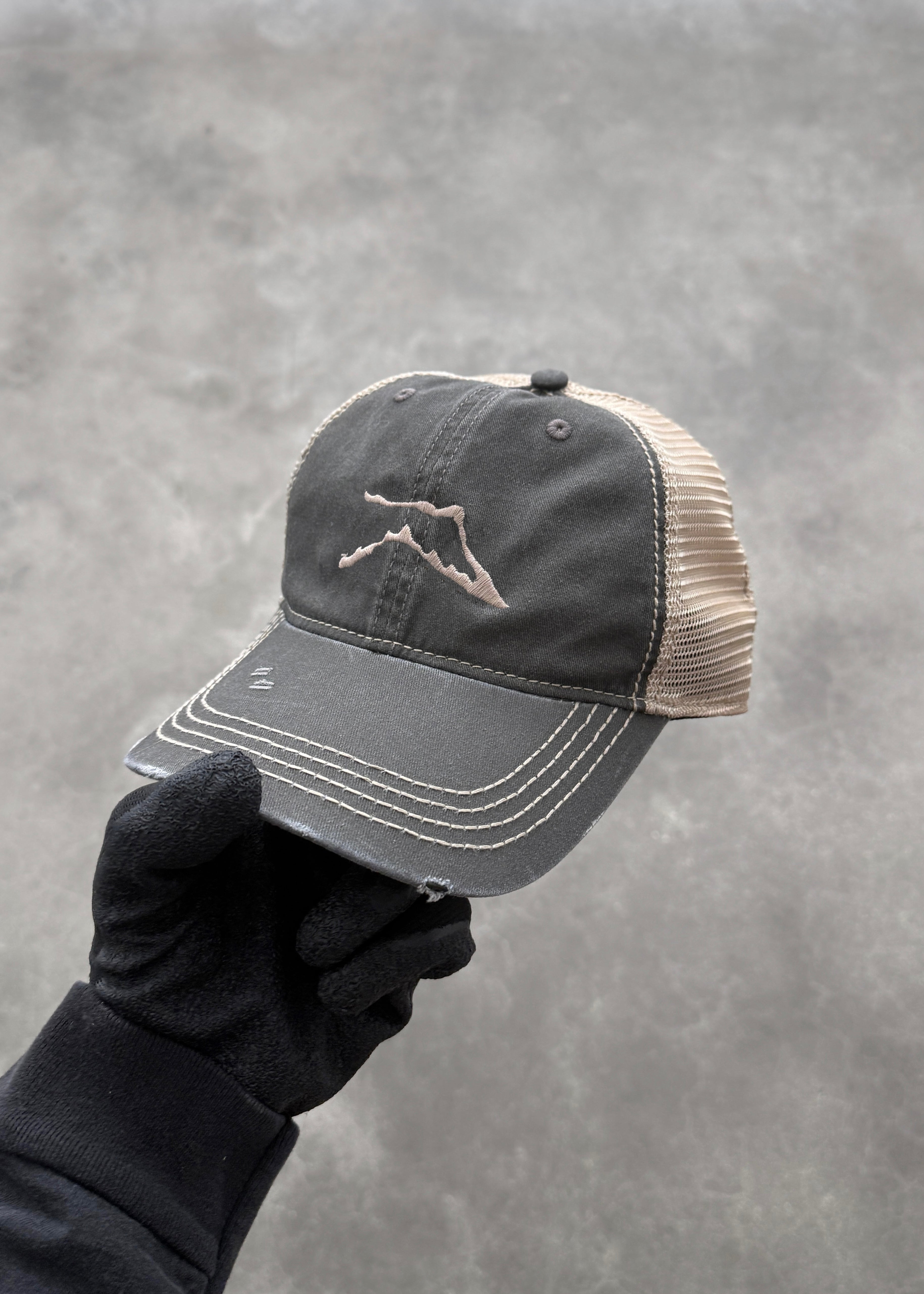 Distressed Mesh Cap - Black