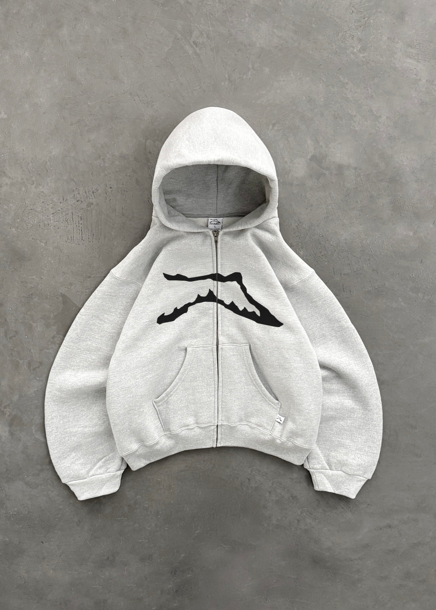 AKIMBO RANGE ZIP-UP HOODIE - HEATHER GREY
