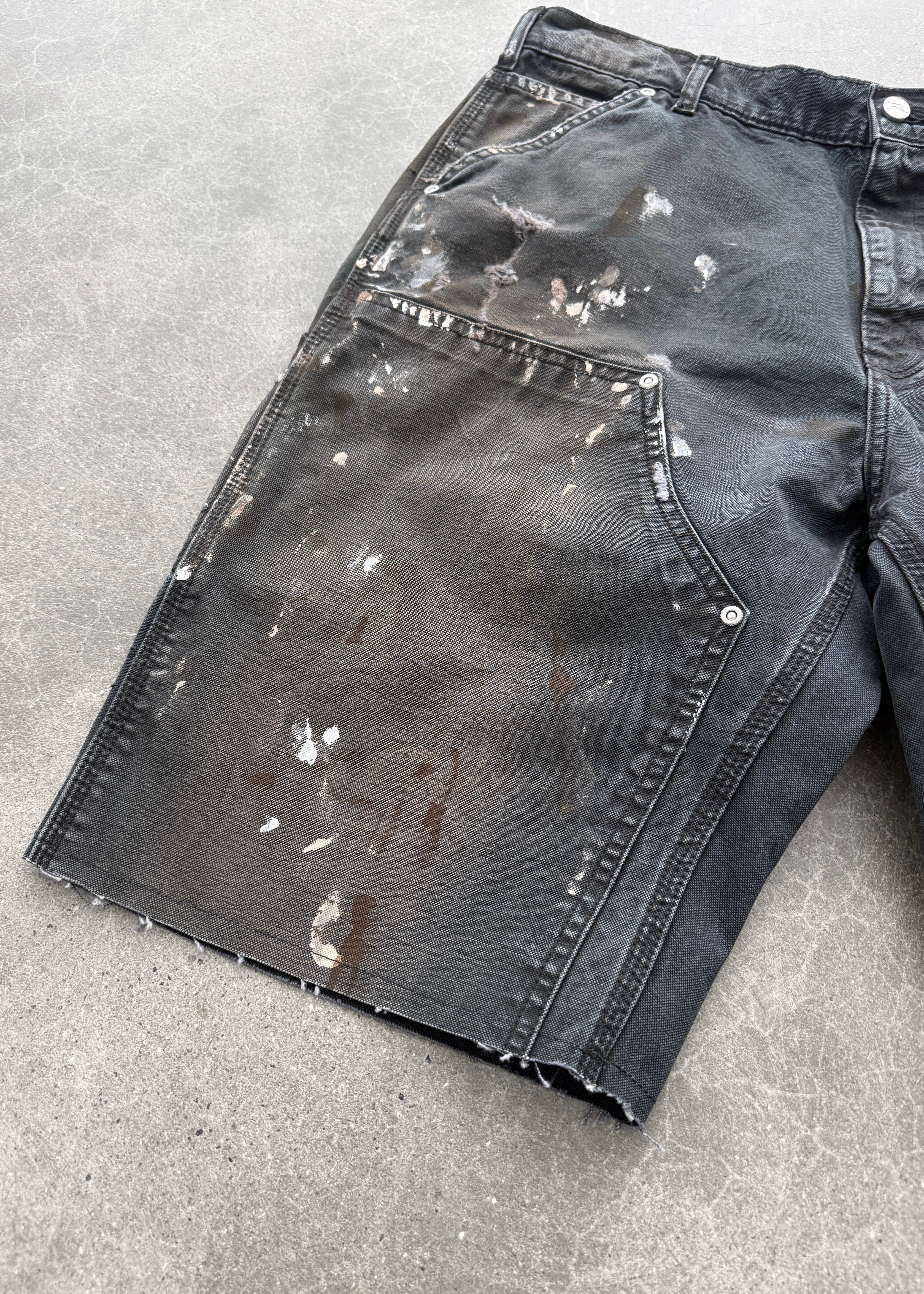 PAINTER CANVAS DOUBLE KNEE SHORT - FADED BLACK