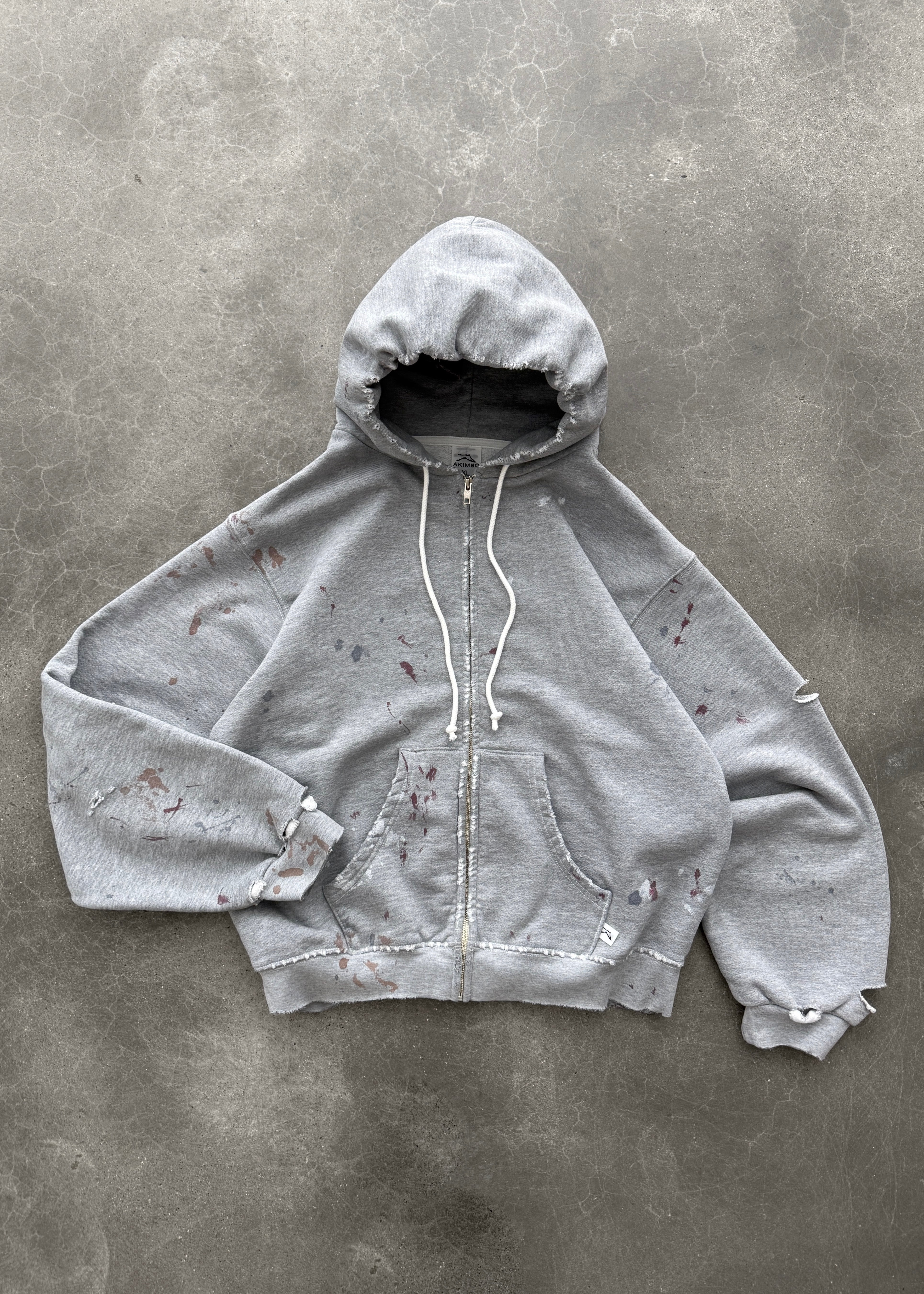 "WATCH-PEEKER" ZIP-UP HOODIE - HEATHER GREY