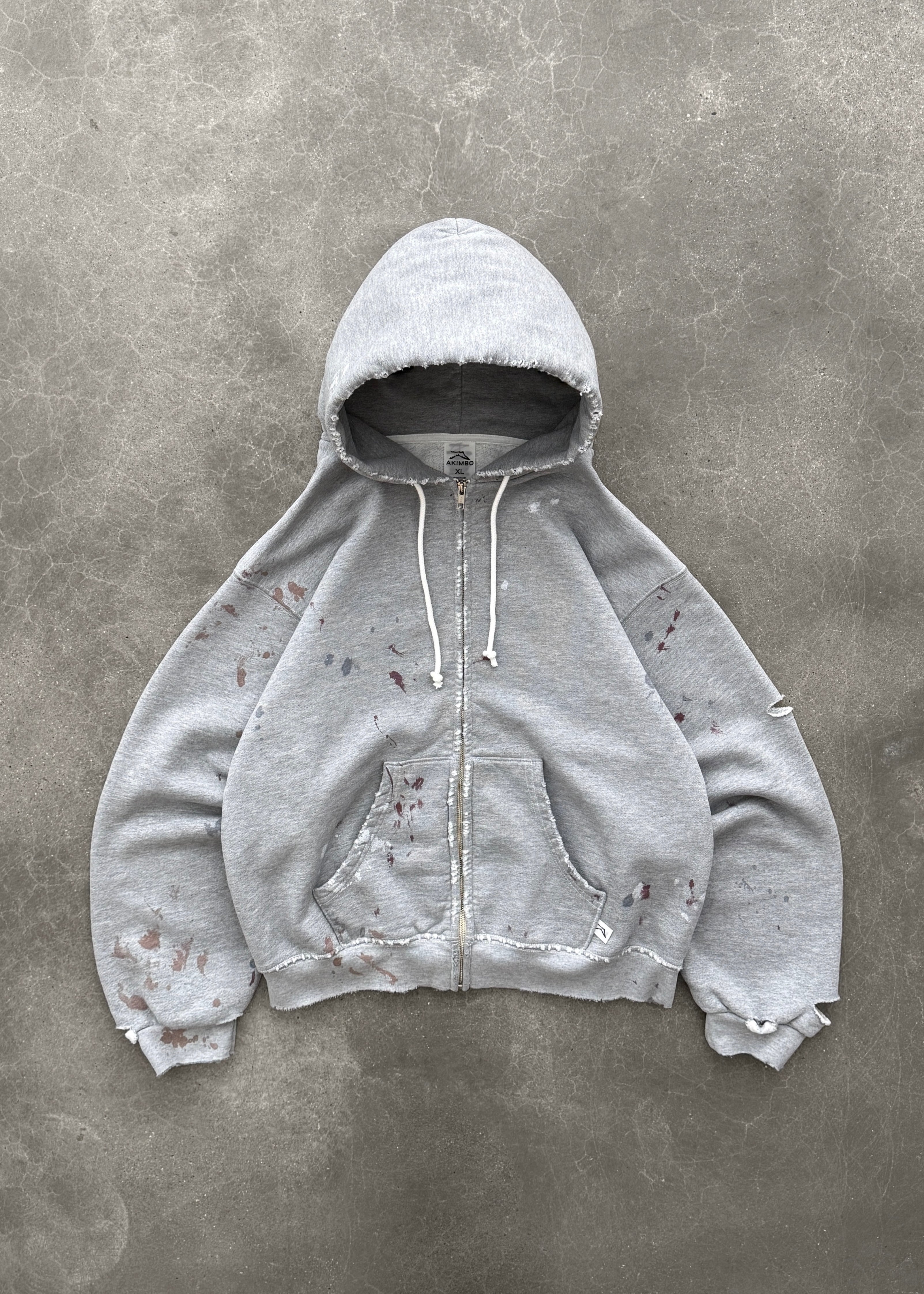 "WATCH-PEEKER" ZIP-UP HOODIE - HEATHER GREY