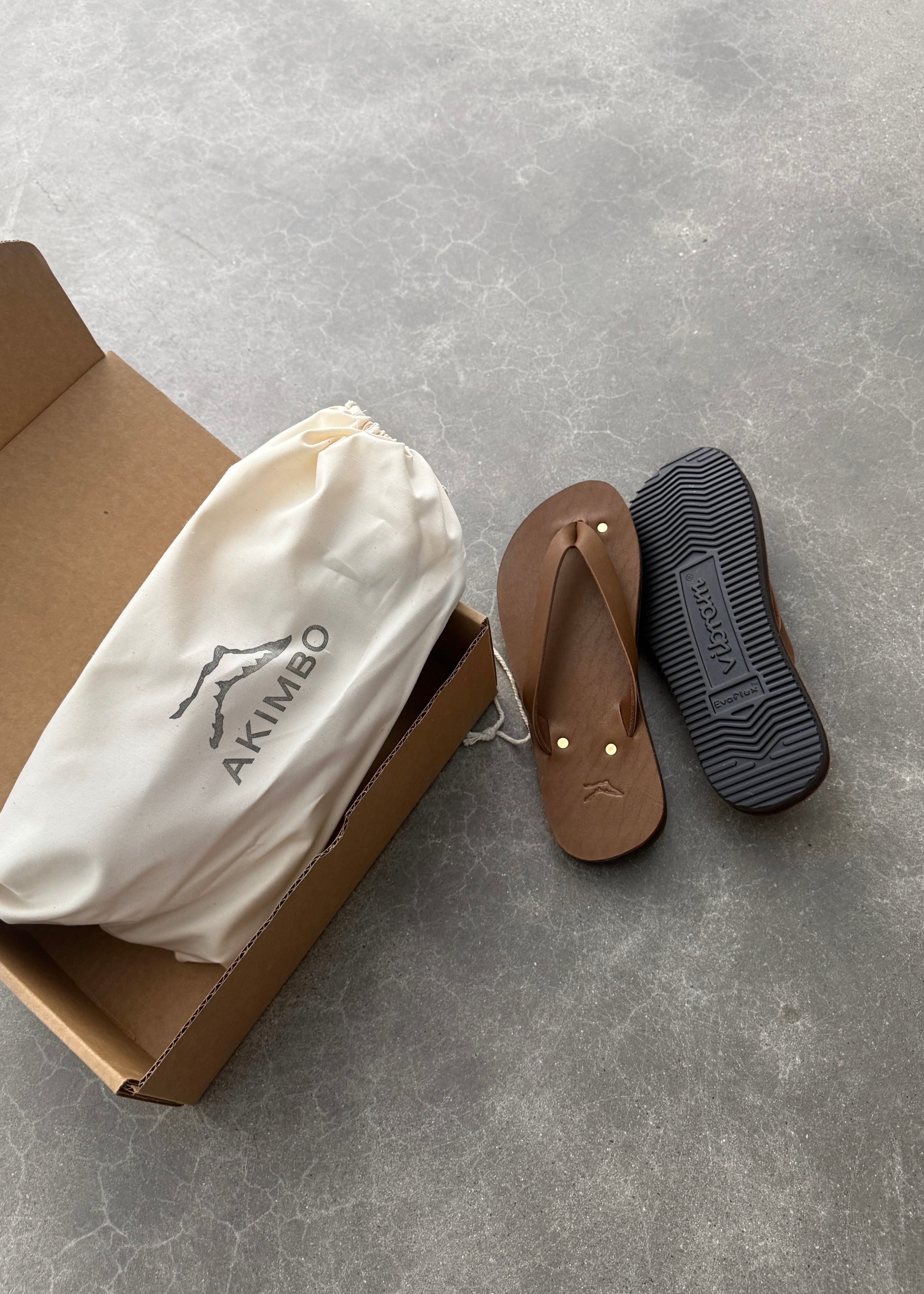 LEATHER FLIP FLOPS - BROWN