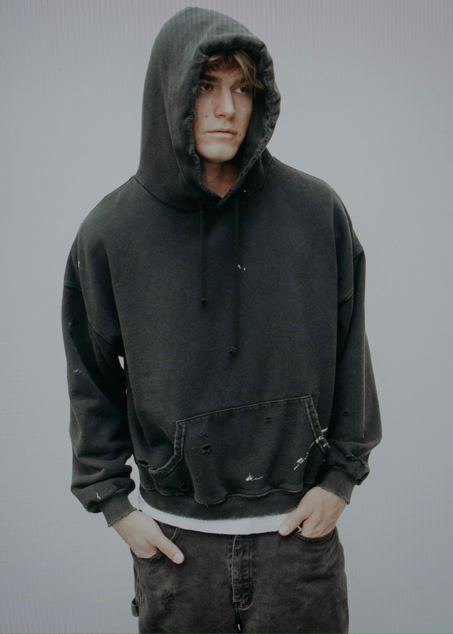 "WATCH-PEEKER" HOODIE - FADED BLACK