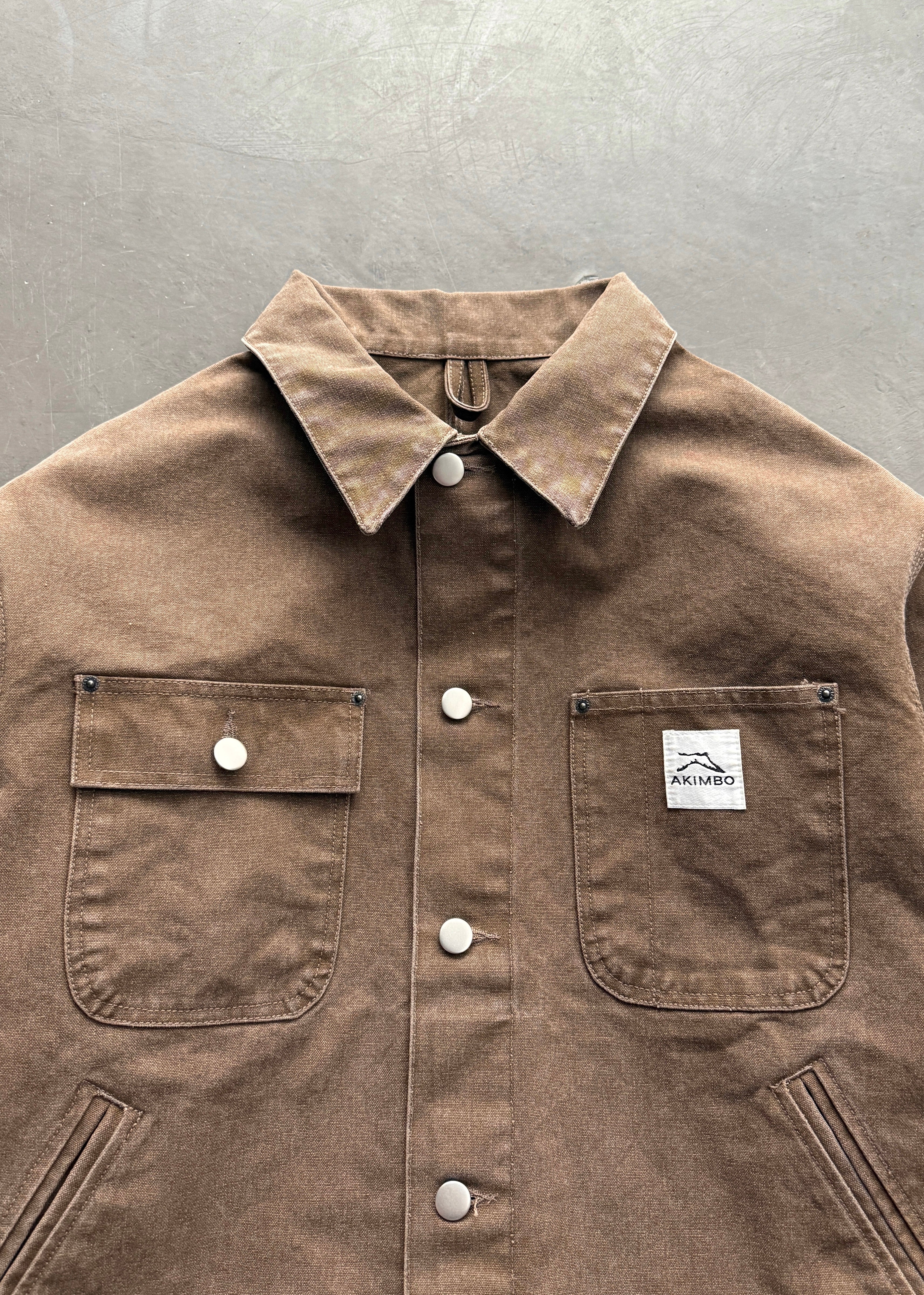 CROPPED CHORE JACKET - BROWN