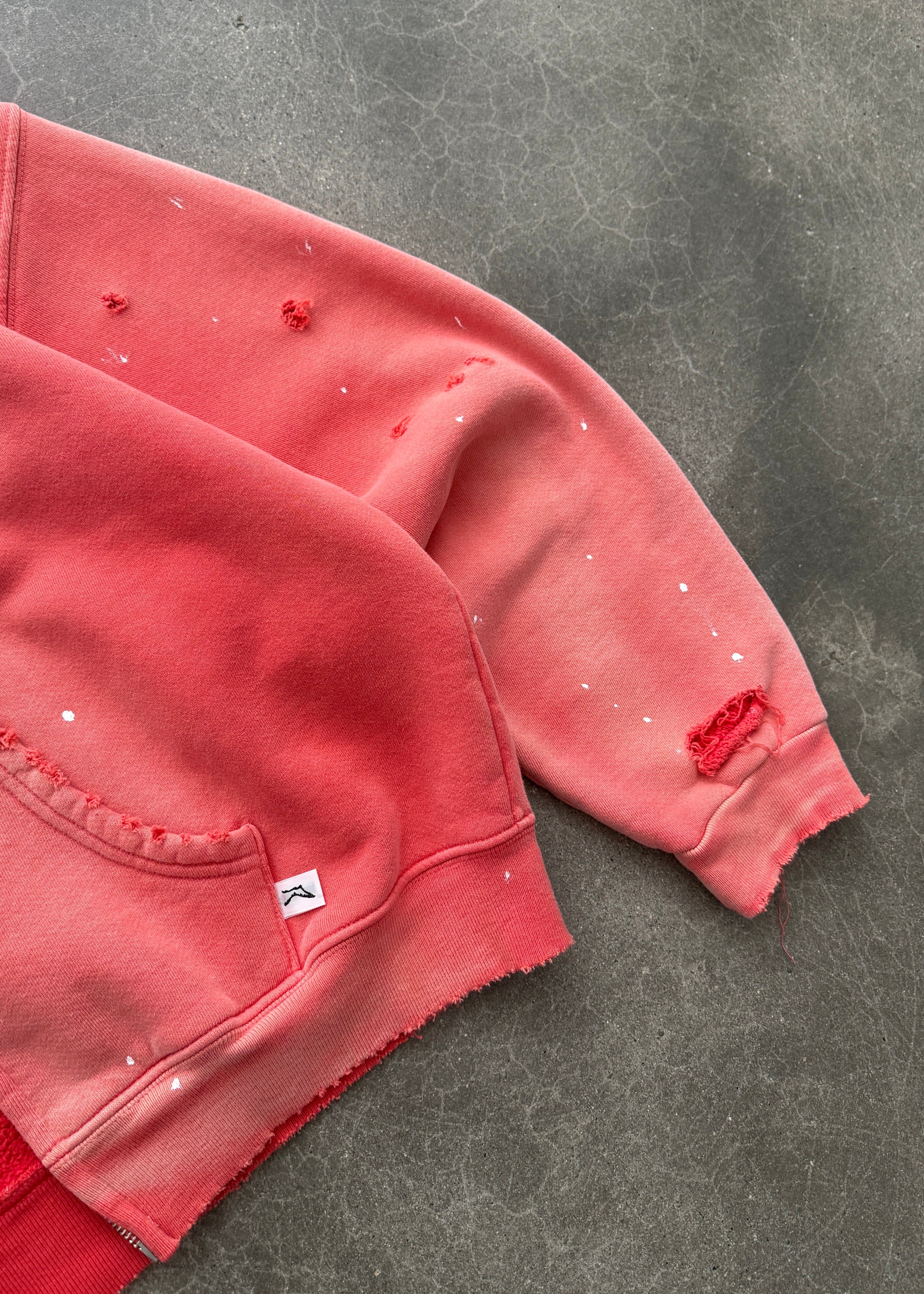 "WATCH-PEEKER" ZIP UP HOODIE - SUN FADED RED