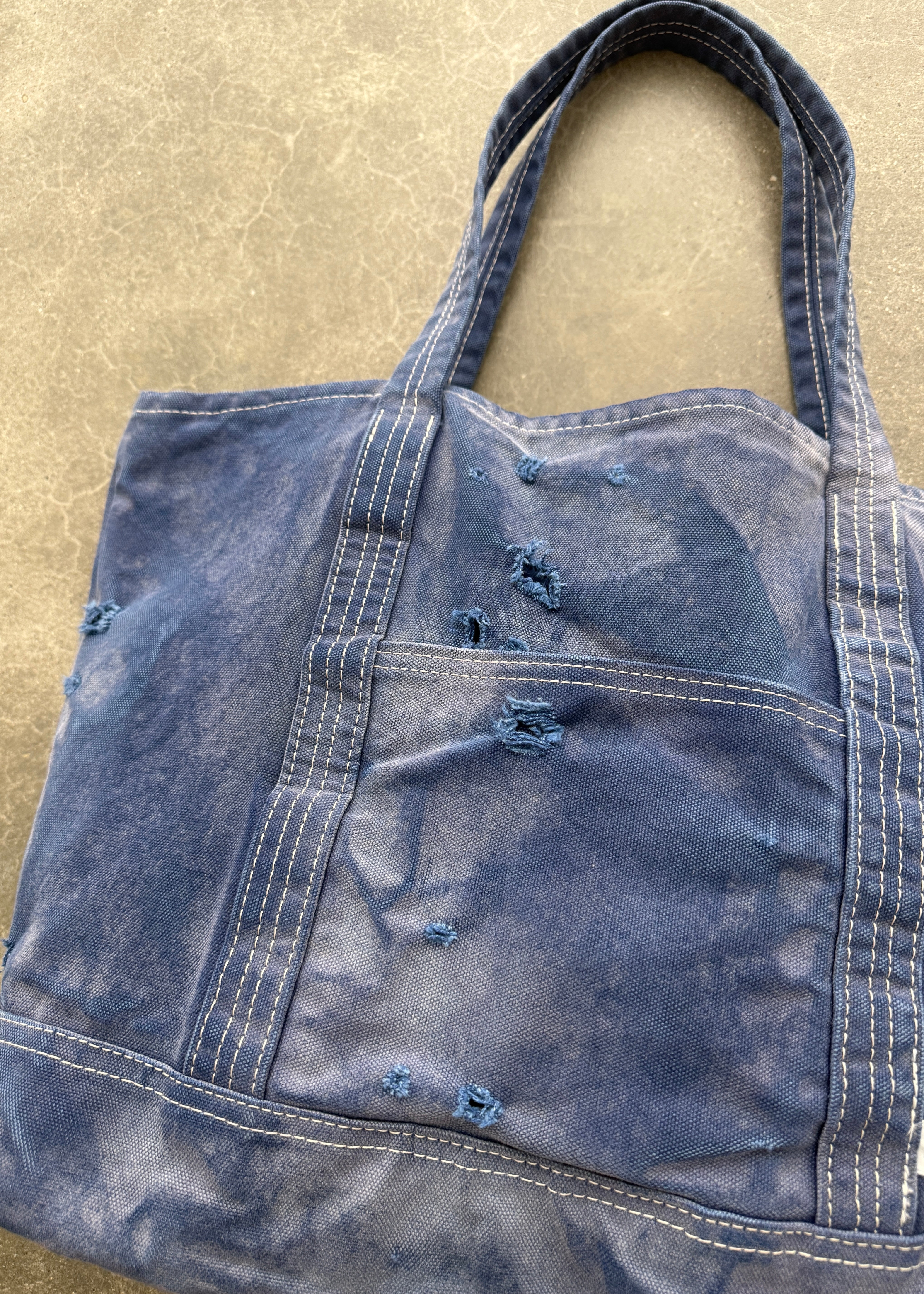 DISTRESSED TOTE BAG - FADED NAVY