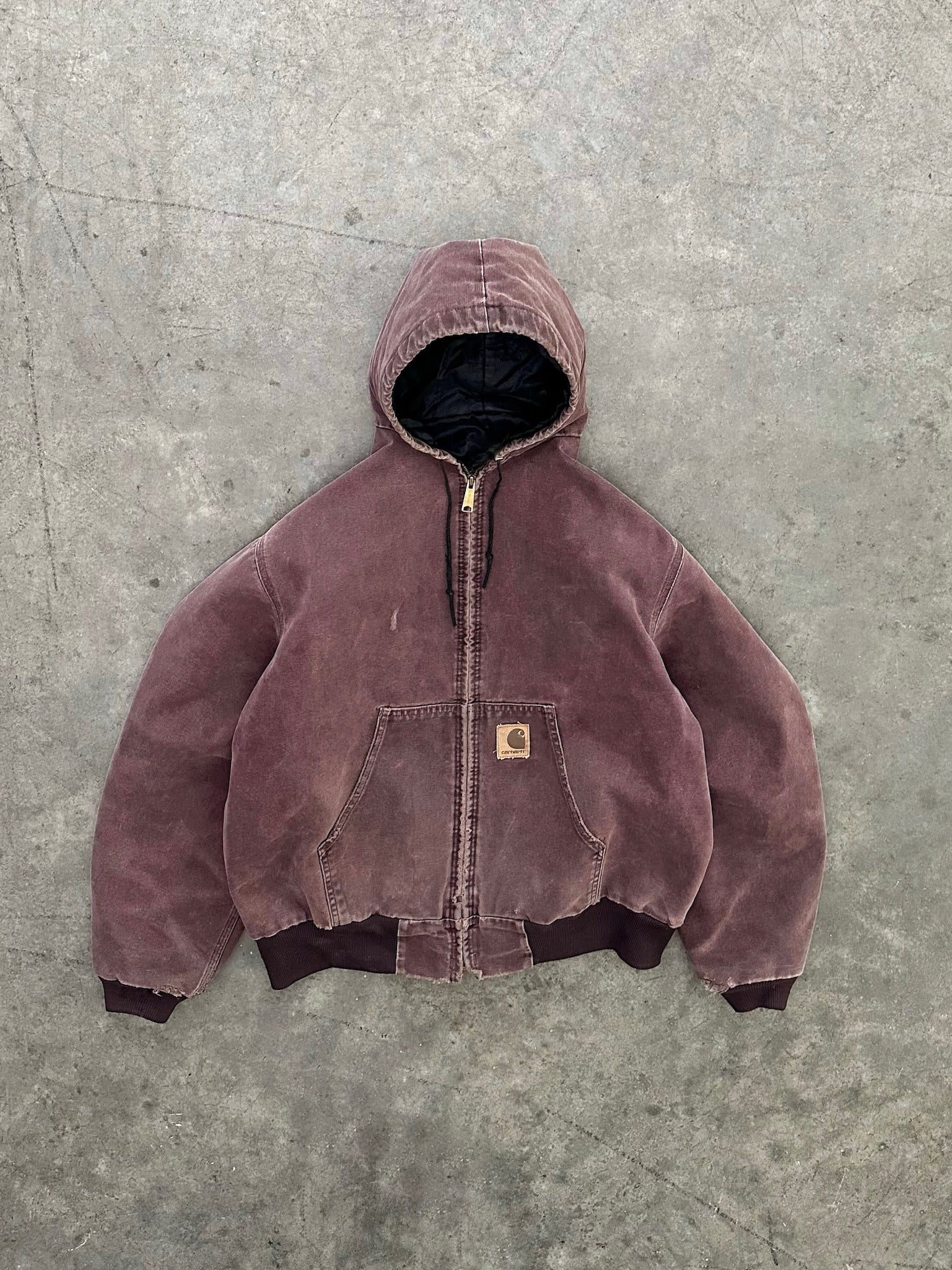 FADED MAROON CARHARTT HOODED JACKET 1990S AKIMBO CLUB