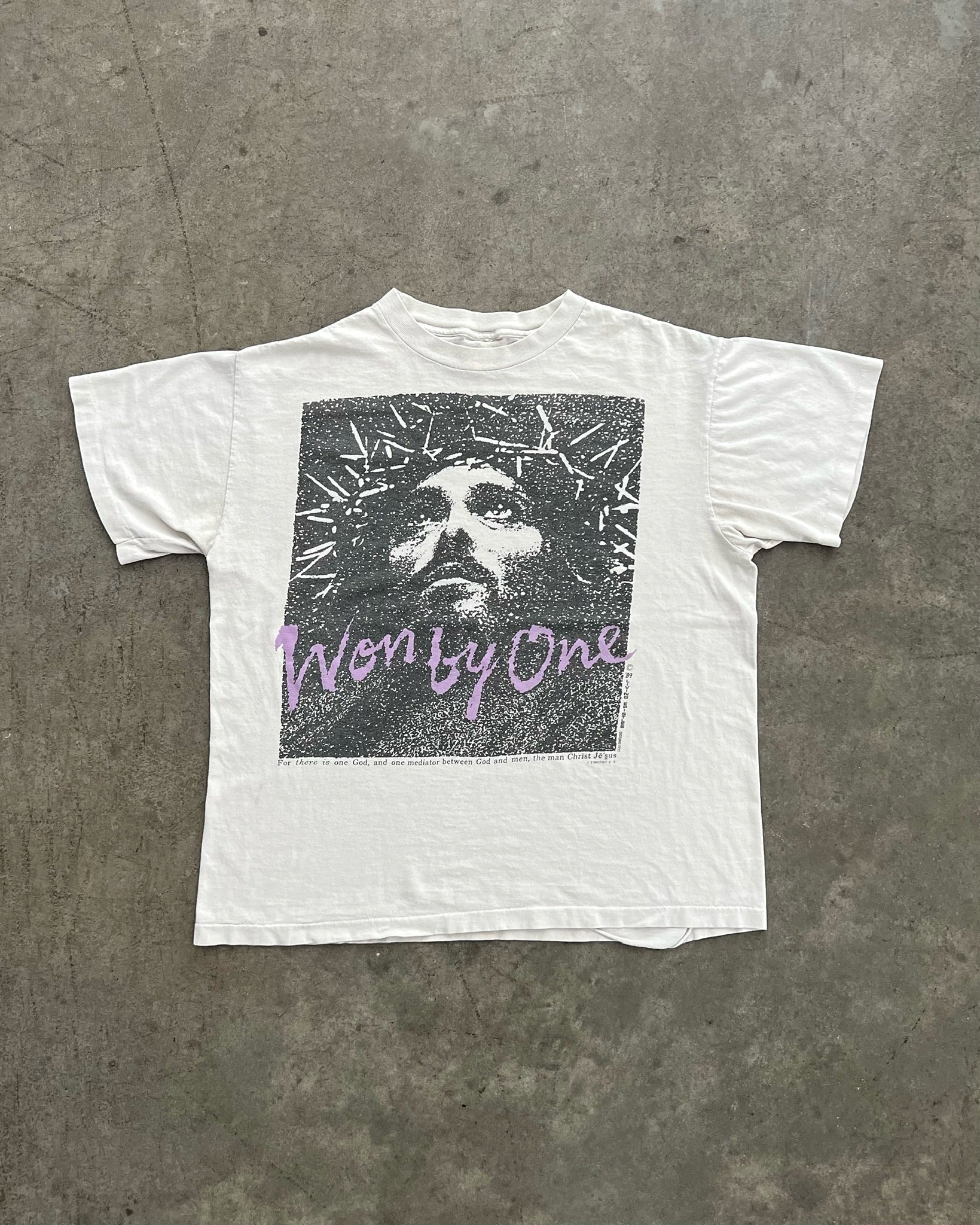 SINGLE STITCHED “WON BY ONE” JESUS TEE - 1989