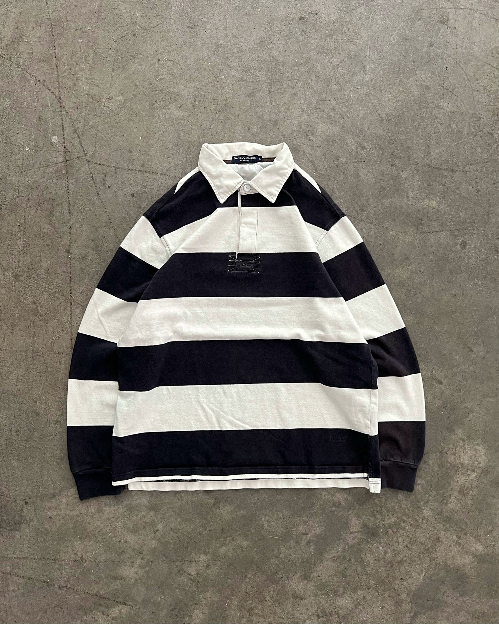 BLACK / WHITE RUGBY POLO 1990S AKIMBO CLUB