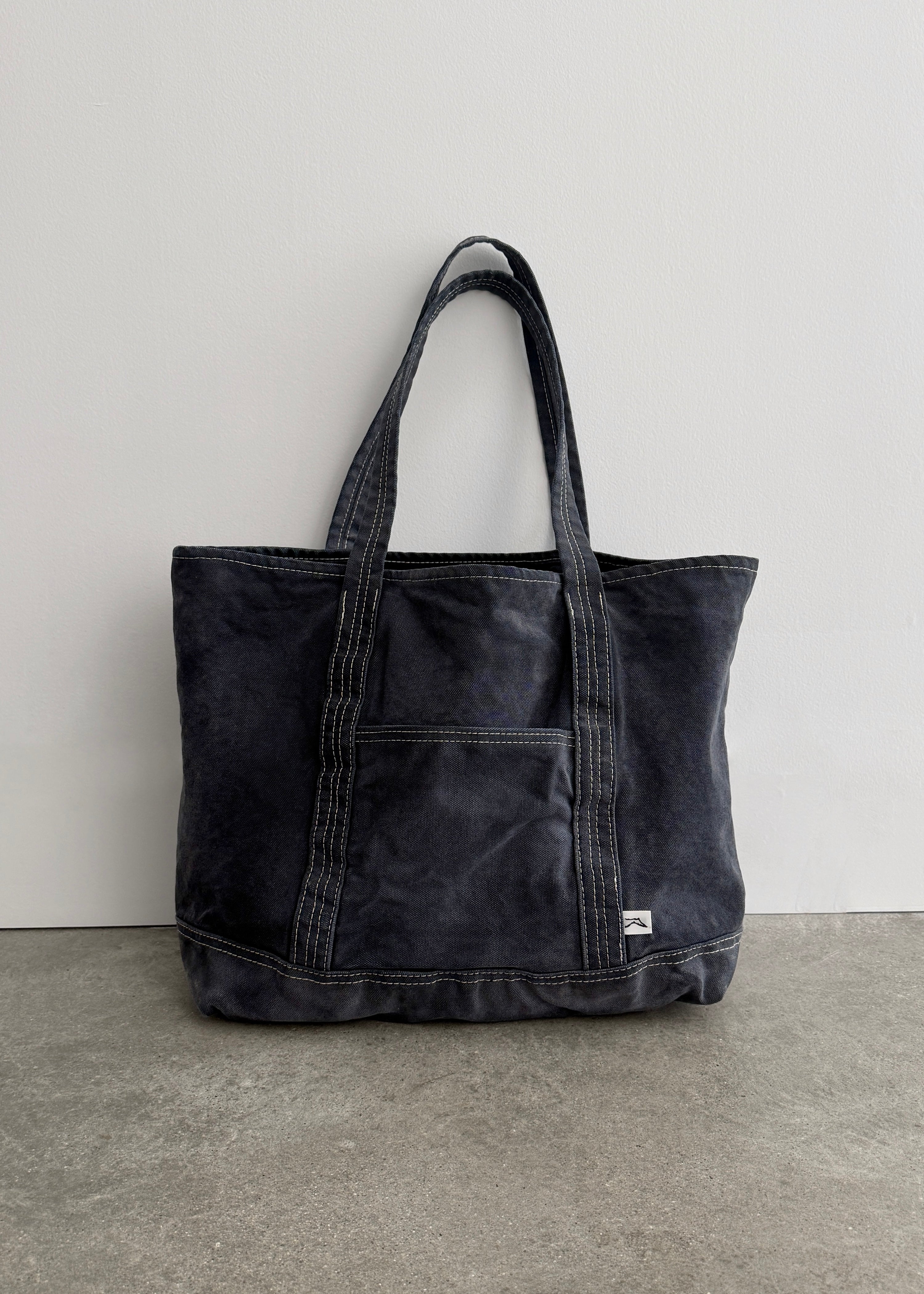 DISTRESSED TOTE BAG - FADED BLACK
