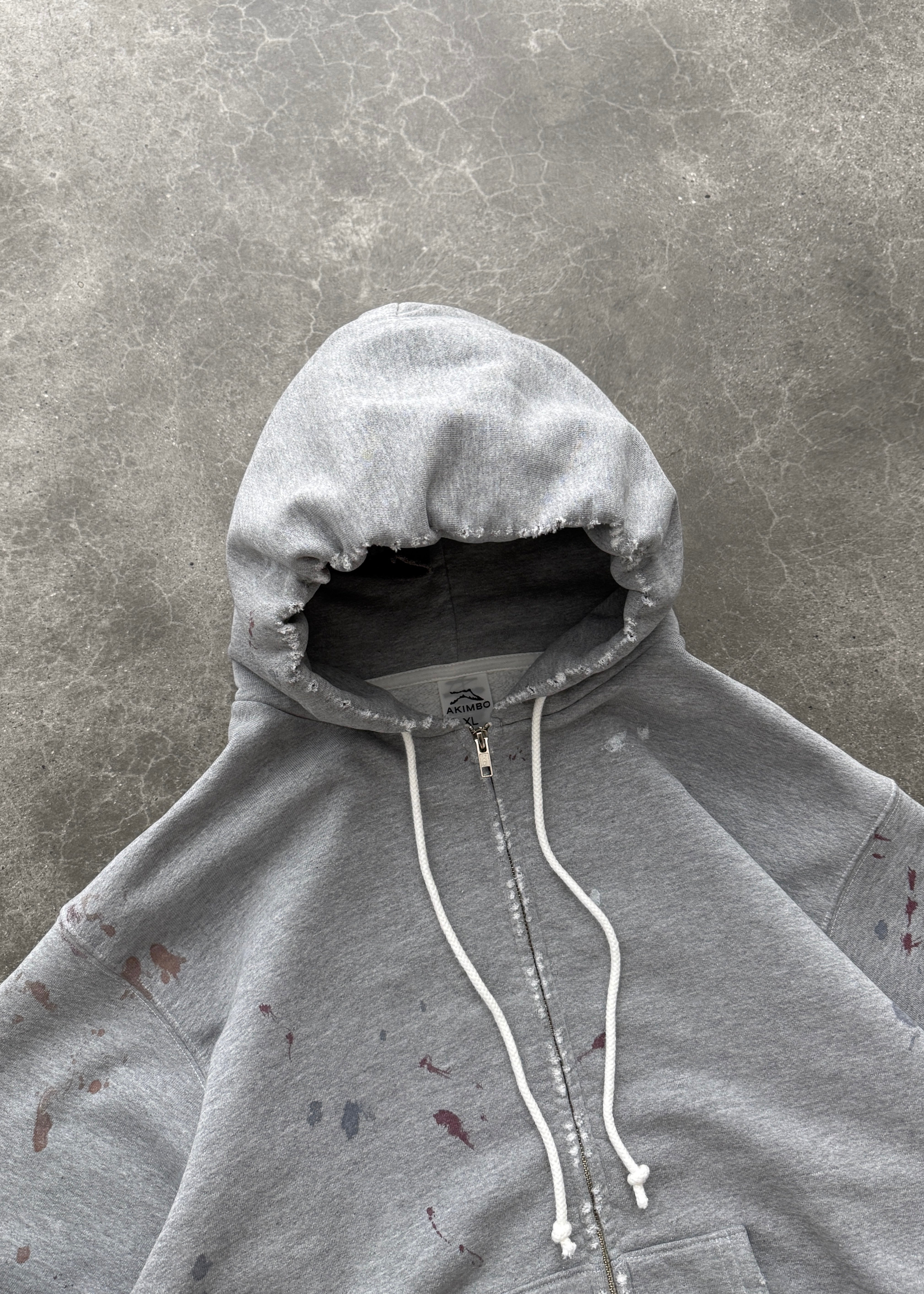 "WATCH-PEEKER" ZIP-UP HOODIE - HEATHER GREY