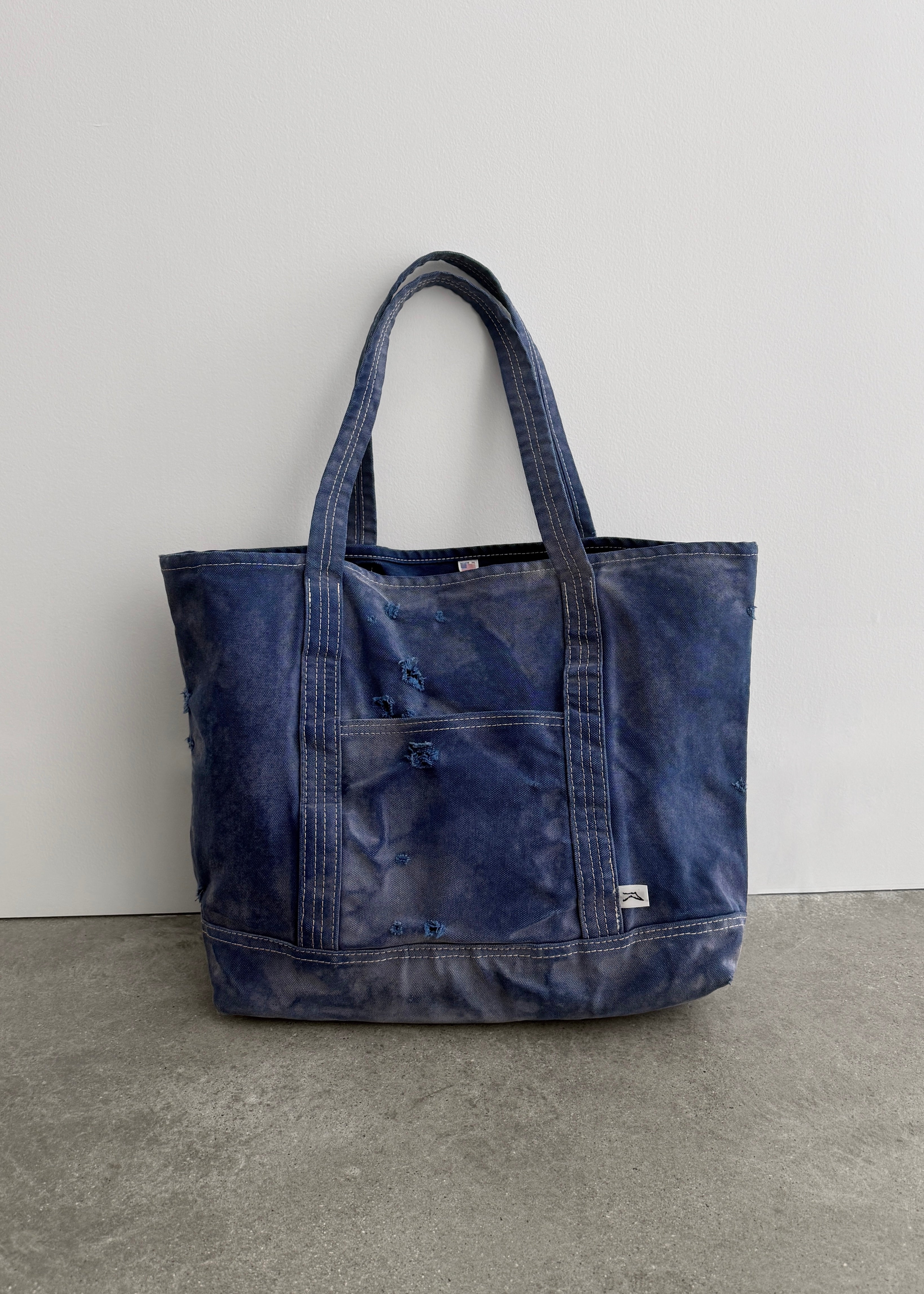 DISTRESSED TOTE BAG - FADED NAVY