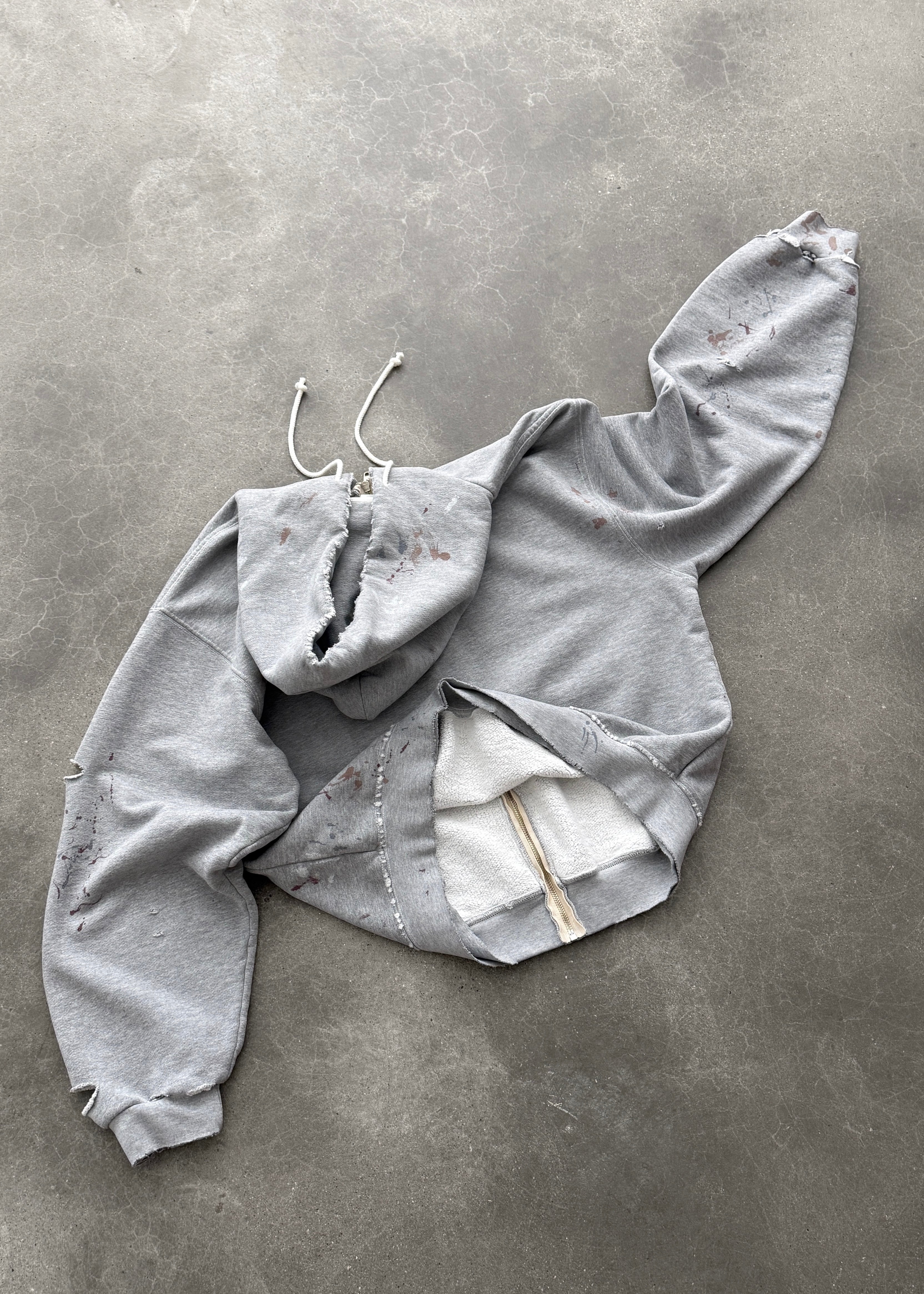 "WATCH-PEEKER" ZIP-UP HOODIE - HEATHER GREY