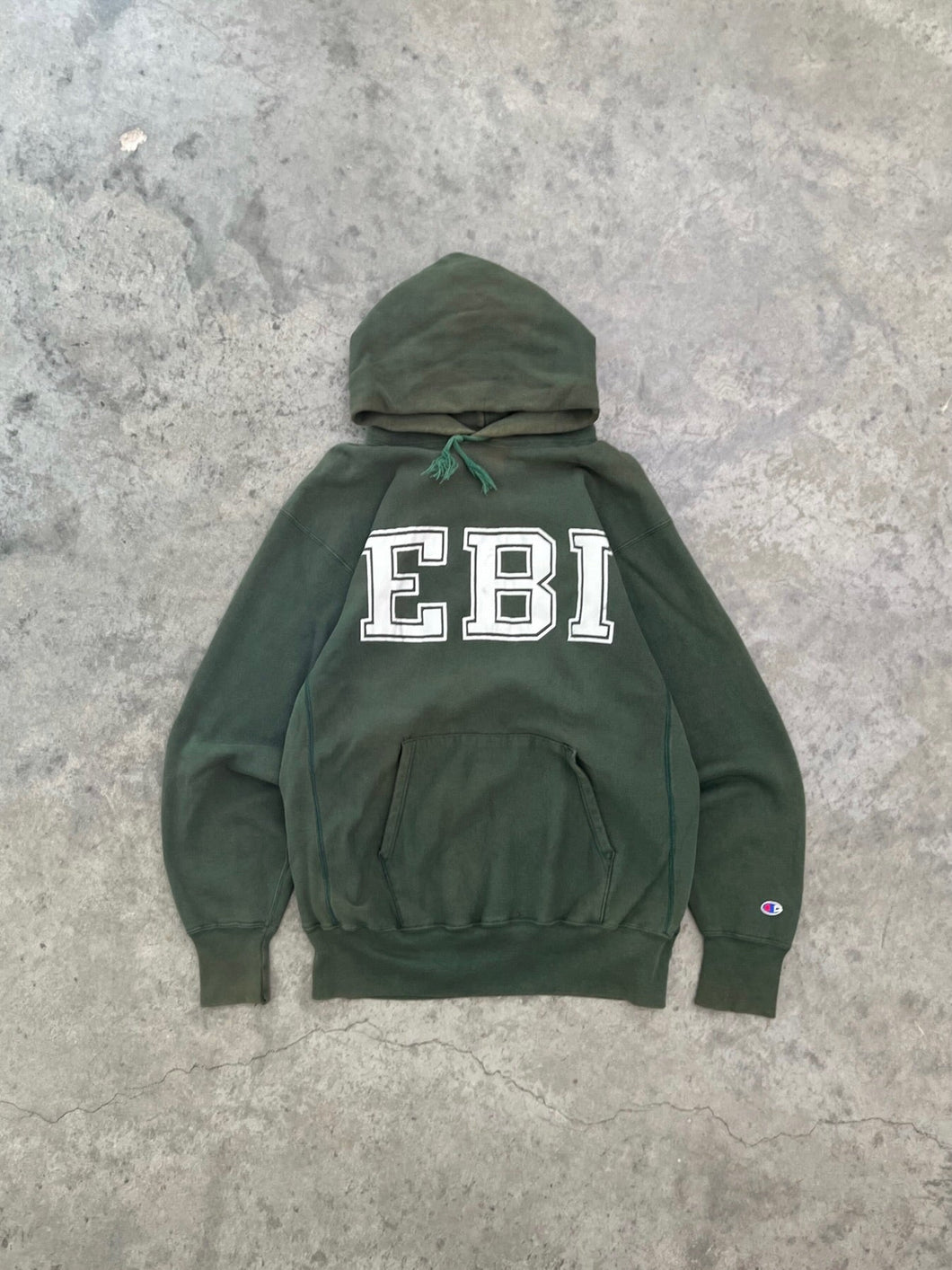 FADED GREEN CHAMPION REVERSE WEAVE HOODIE - 1990S