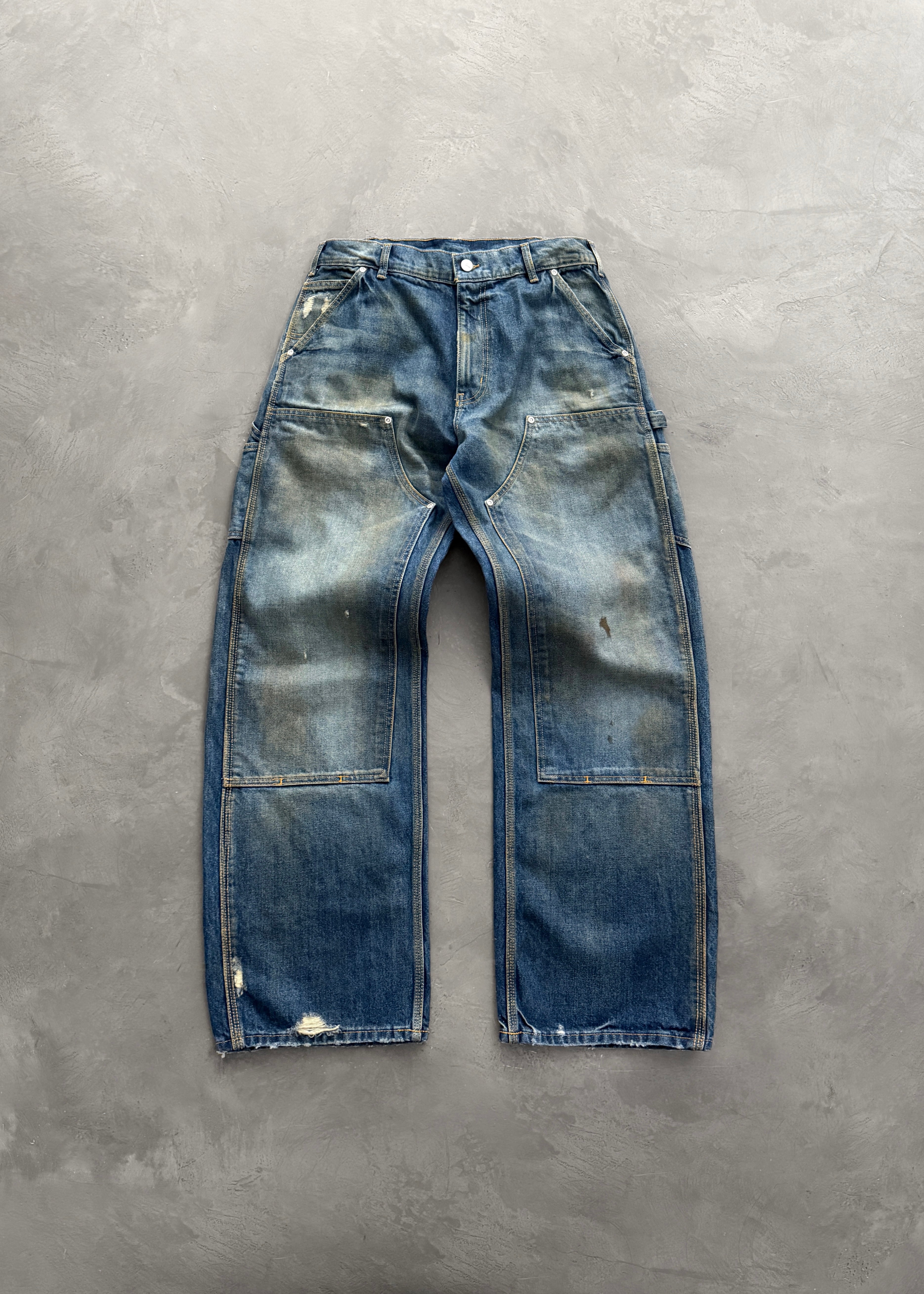 DISTRESSED DENIM DOUBLE KNEES - DIRTY WASH