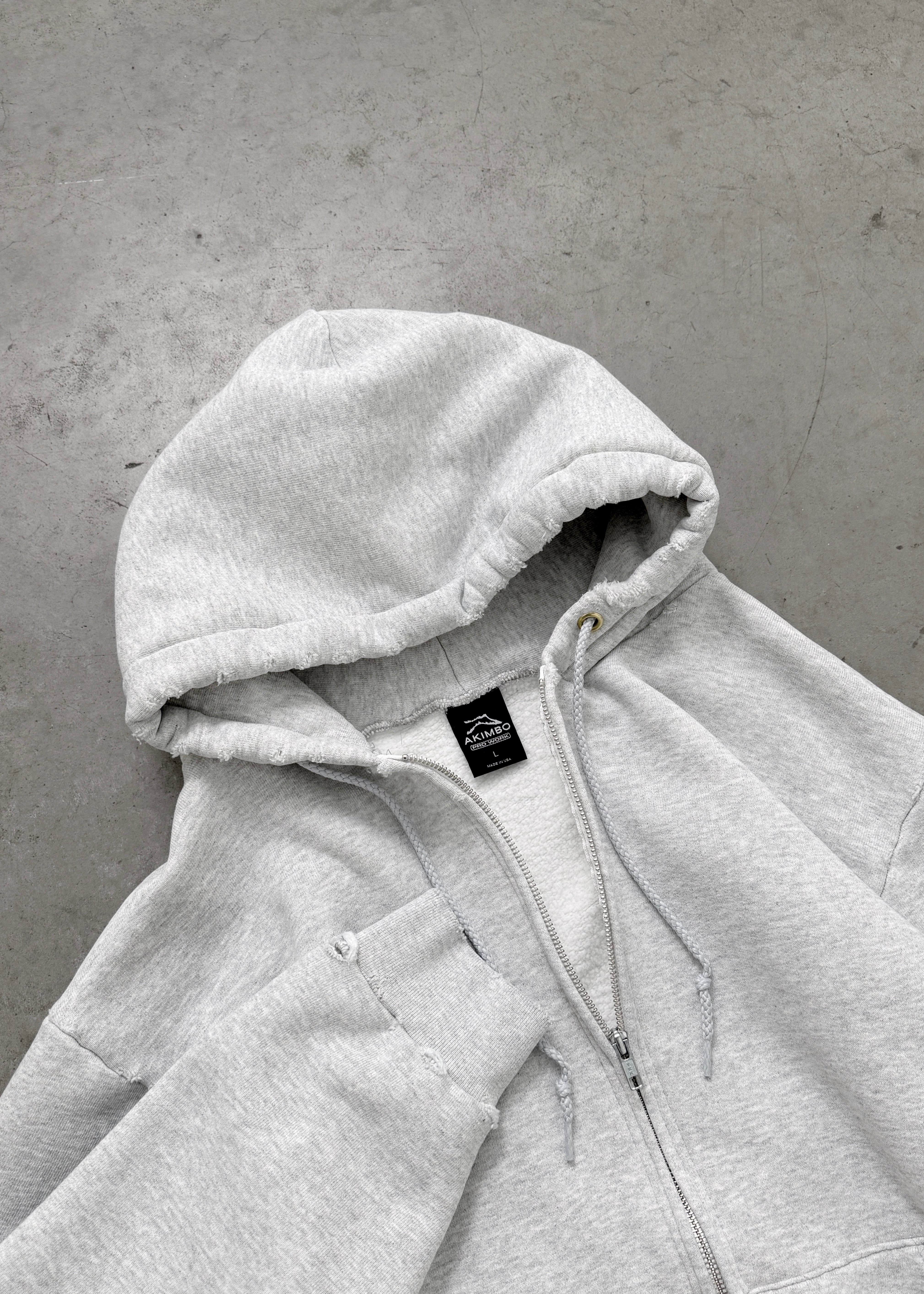 DISTRESSED PRO WORK ZIP UP - HEATHER GREY