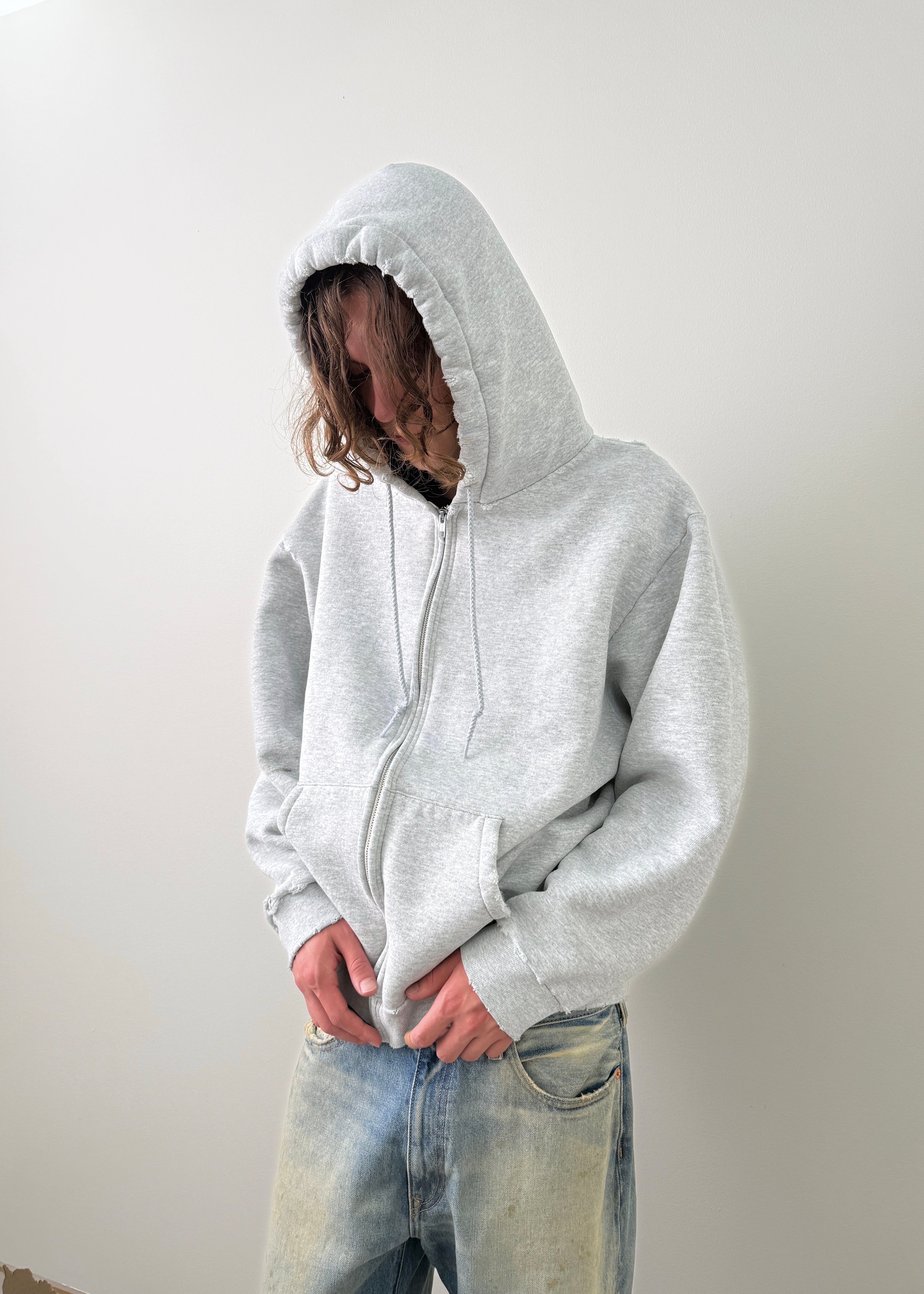 DISTRESSED PRO WORK ZIP UP - HEATHER GREY