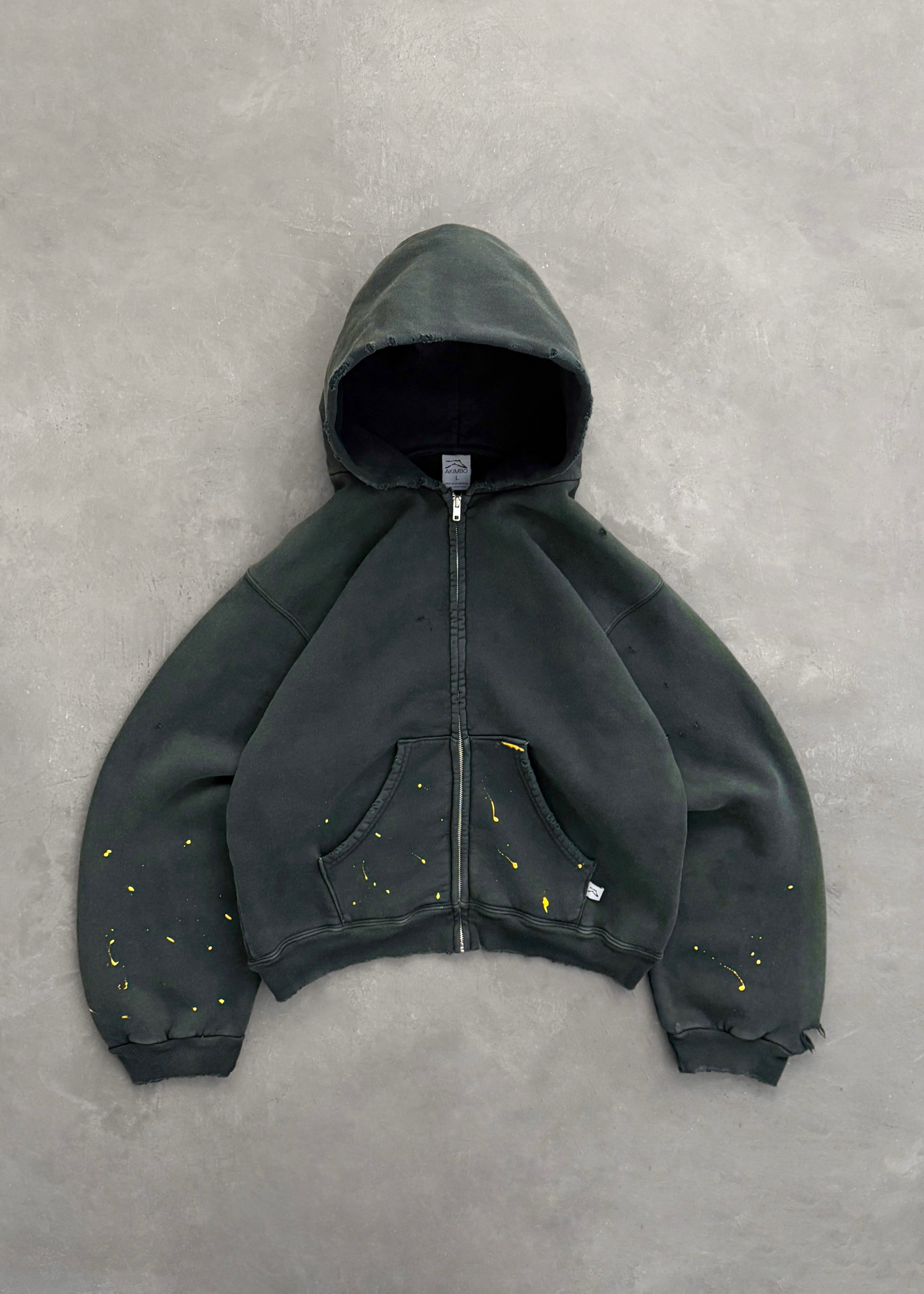 AKIMBO "WATCH-PEEKER" ZIP UP HOODIE - MIDNIGHT GREEN