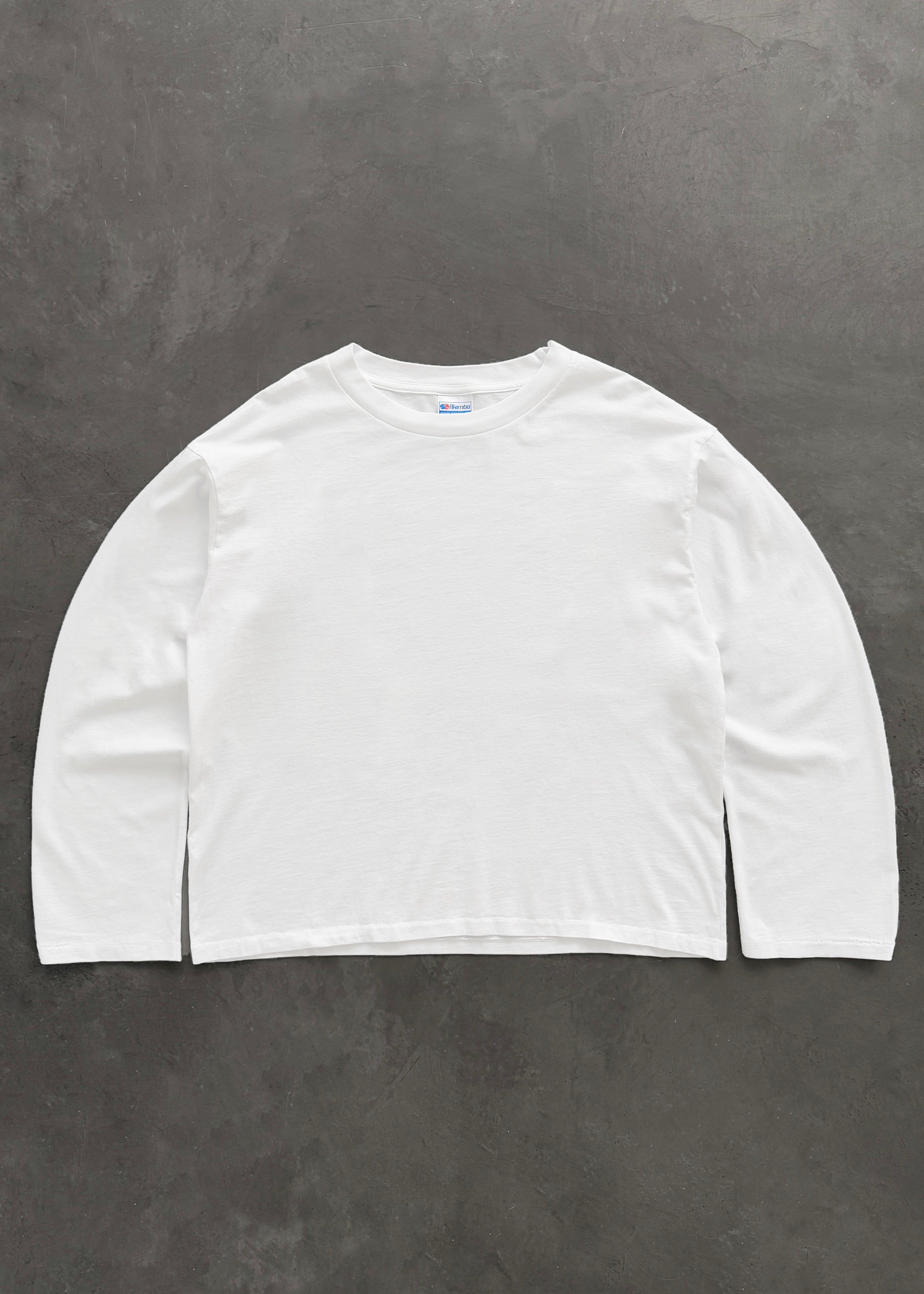 LONG SLEEVE “CHAIN-PEEKER” SINGLE STITCHED TEE - WHITE