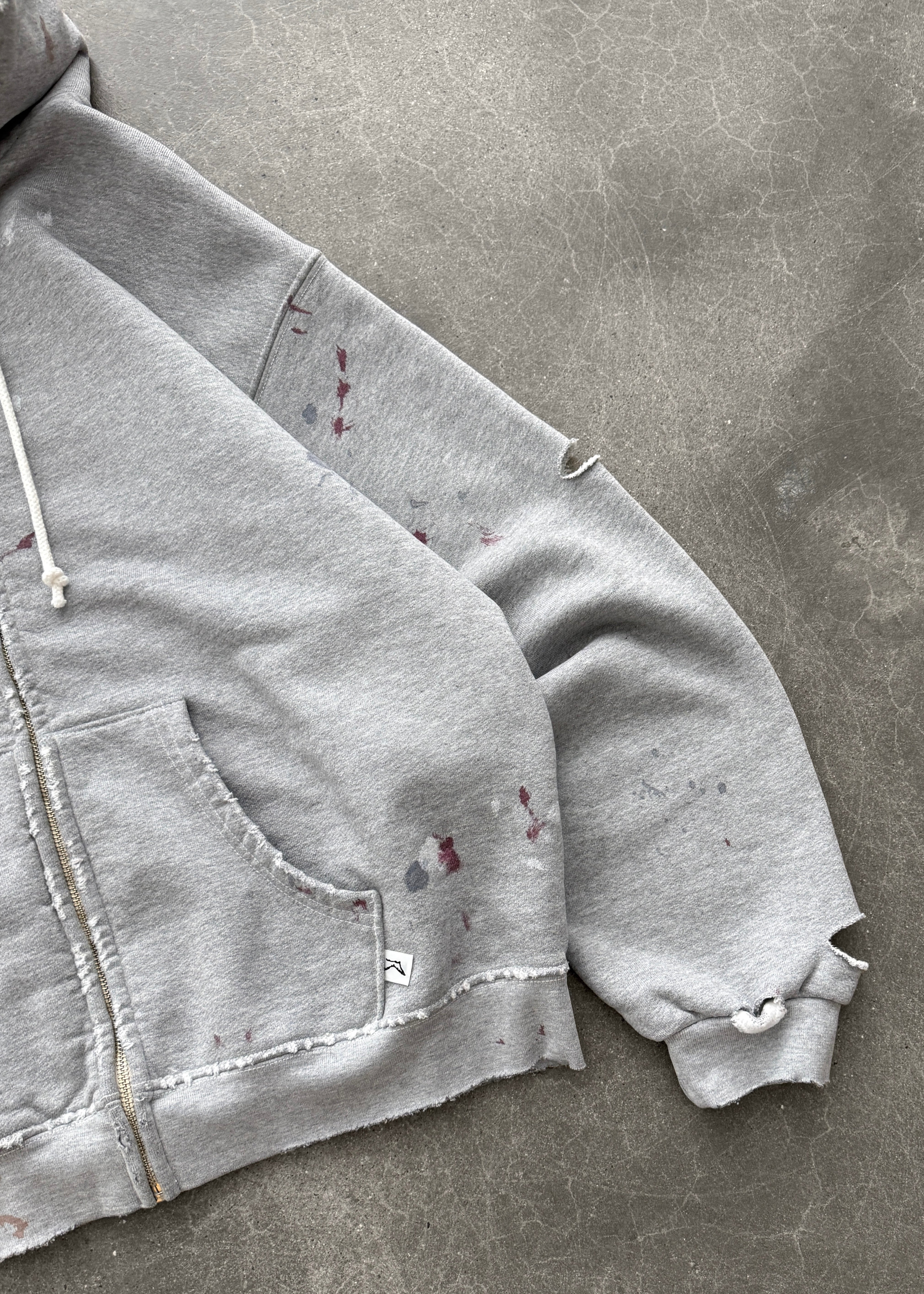 "WATCH-PEEKER" ZIP-UP HOODIE - HEATHER GREY