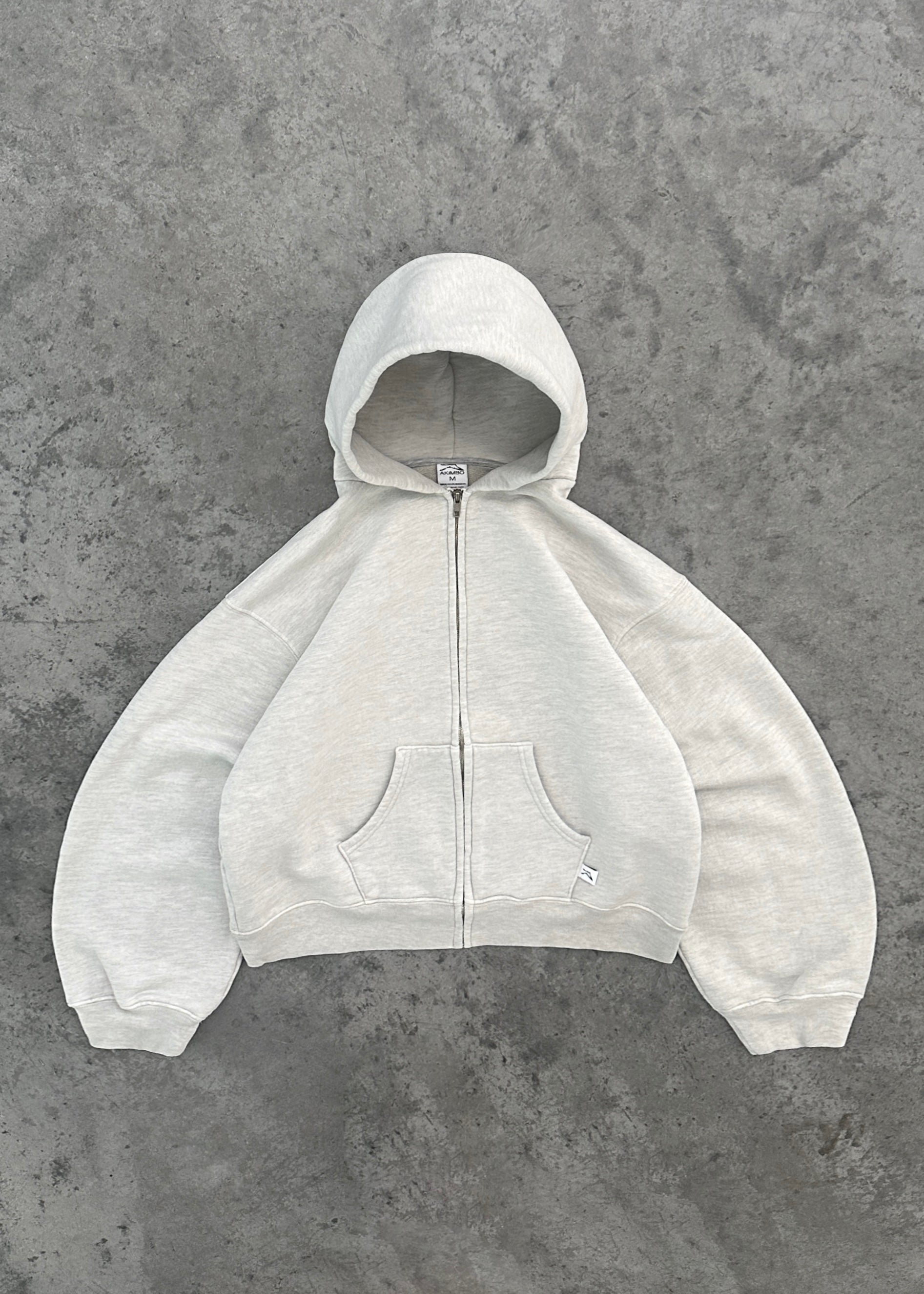 AKIMBO ZIP-UP HOODIE - HEATHER GREY