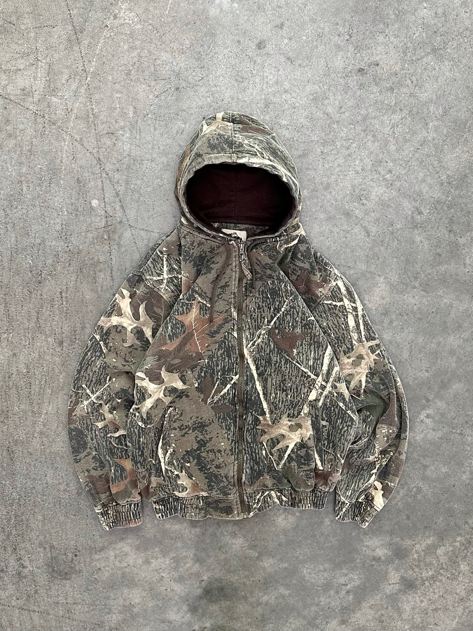 FADED FOREST CAMOUFLAGE ZIP UP HOODIE - 1990S – AKIMBO CLUB
