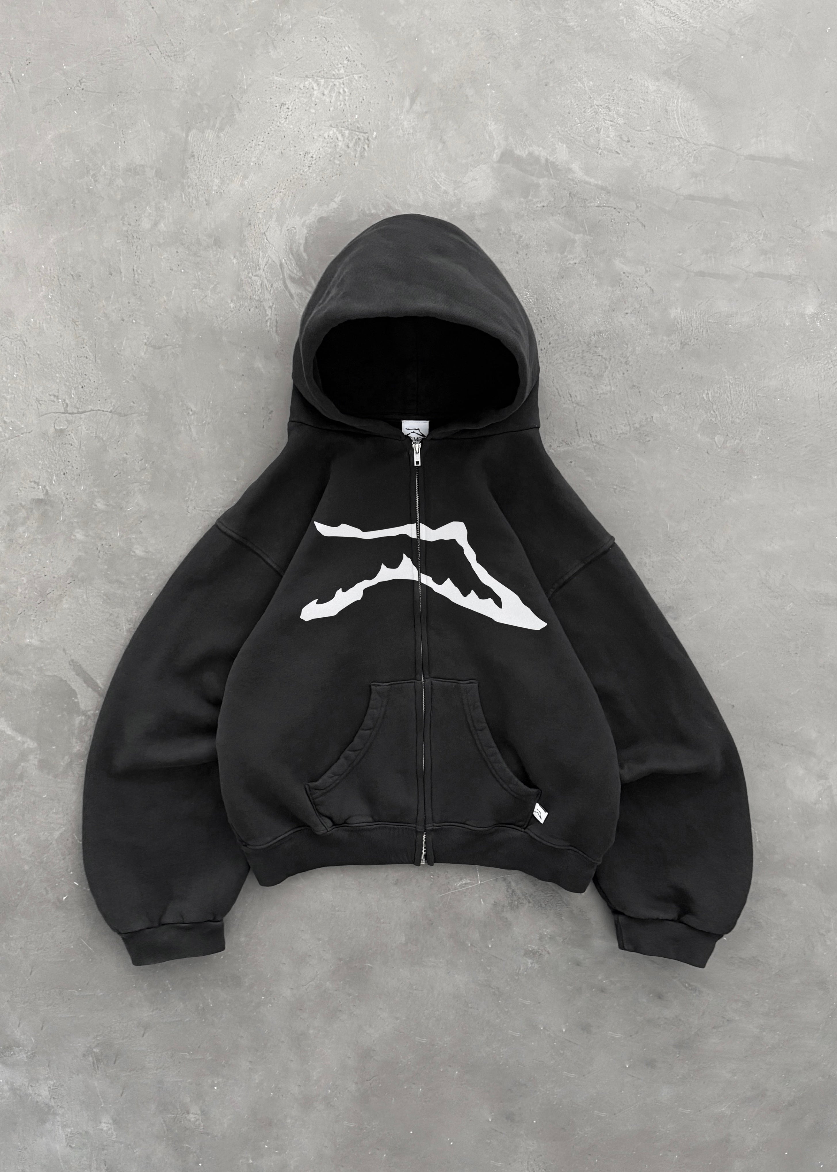 AKIMBO RANGE ZIP-UP HOODIE - FADED BLACK
