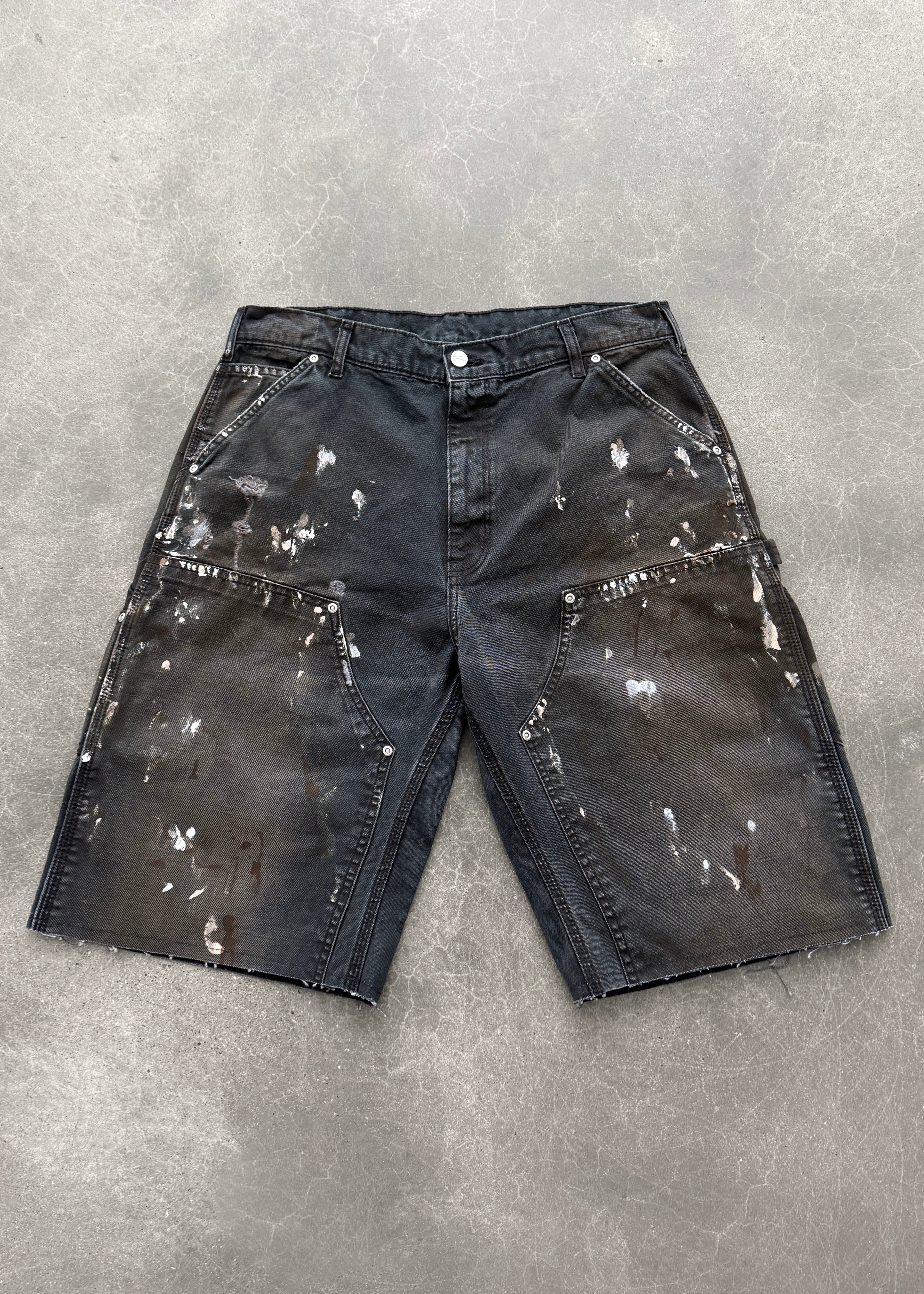 PAINTER CANVAS DOUBLE KNEE SHORT - FADED BLACK
