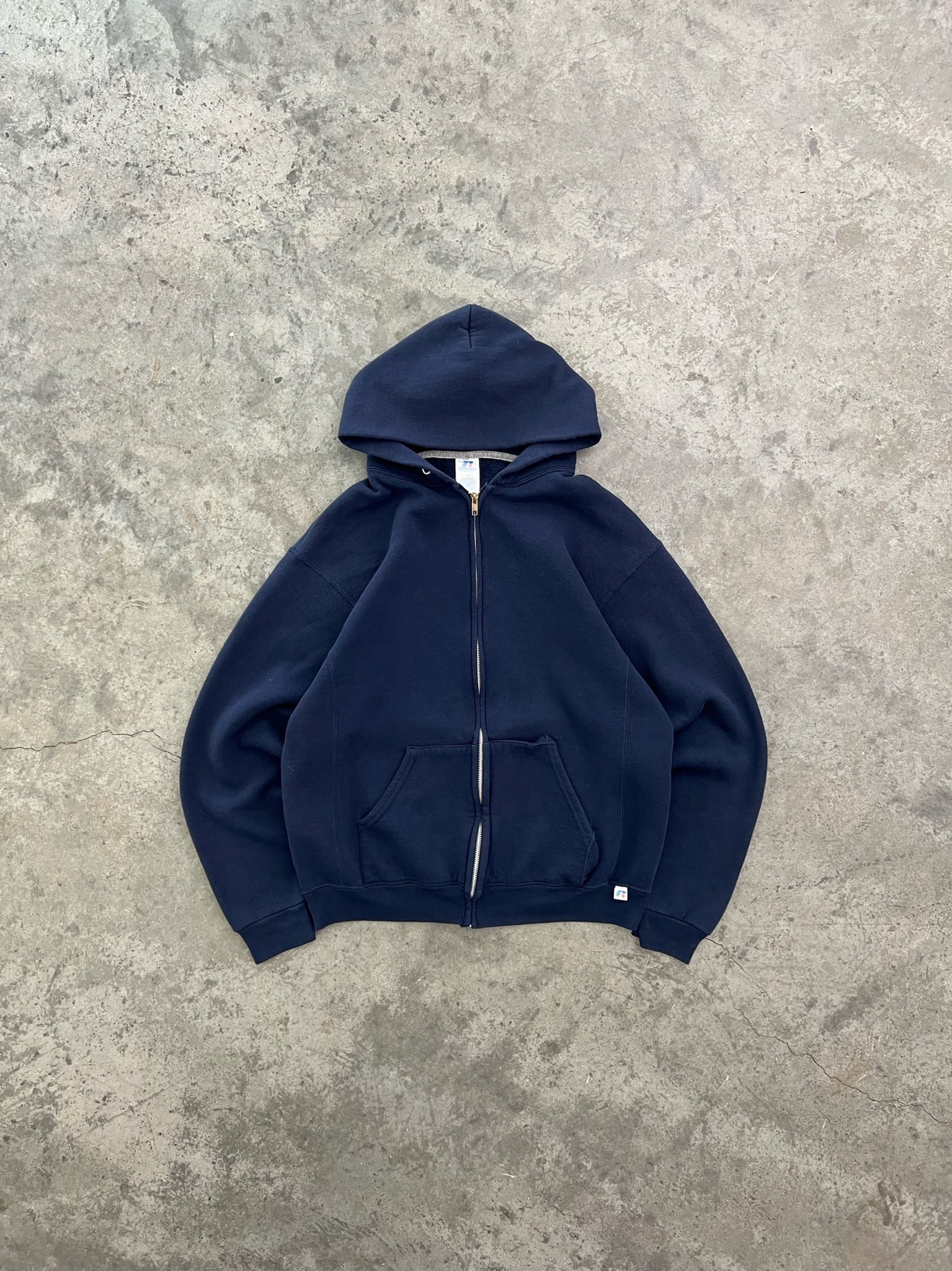 FADED NAVY RUSSELL ZIP UP HOODIE - 2000S – AKIMBO CLUB