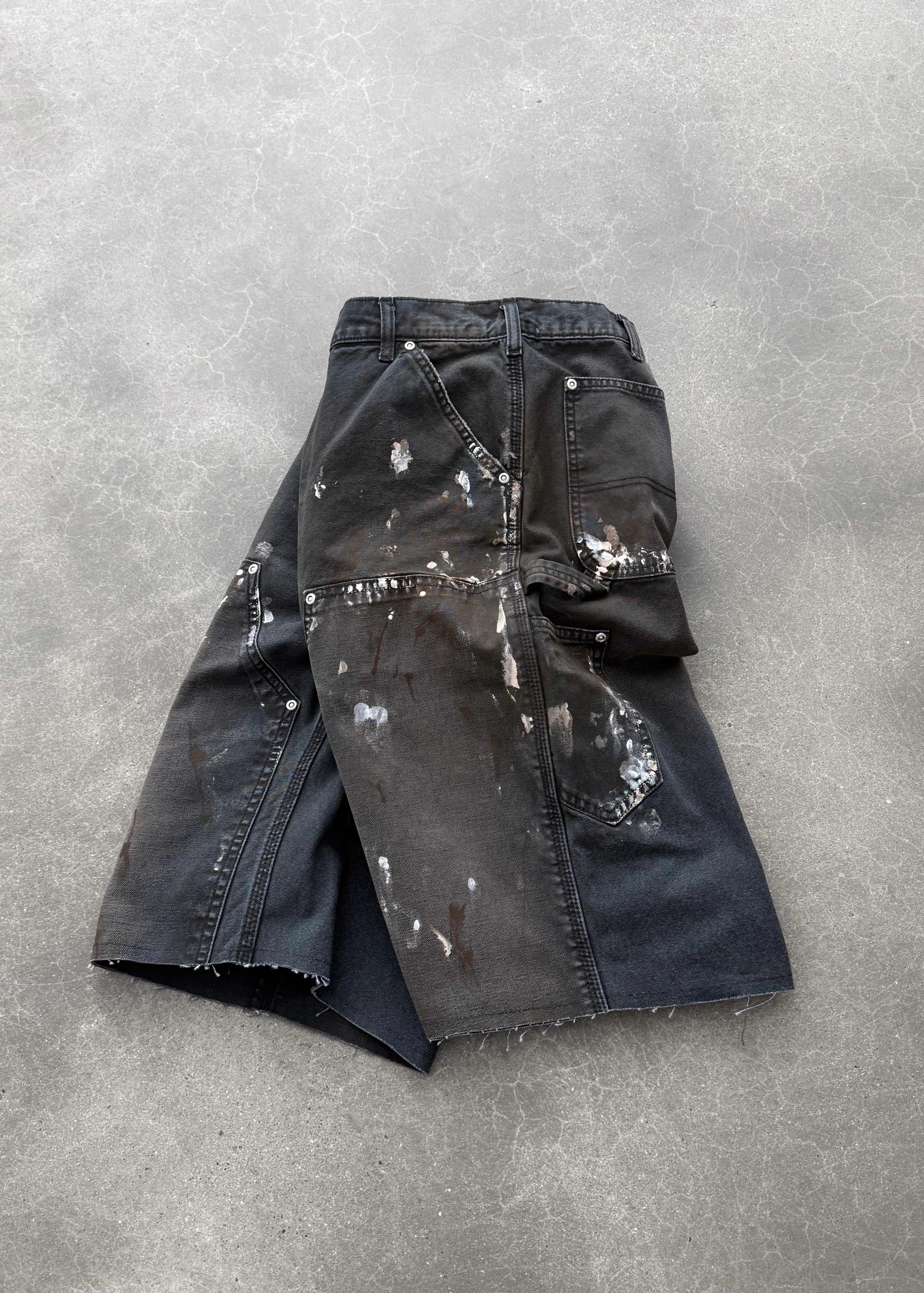 PAINTER CANVAS DOUBLE KNEE SHORT - FADED BLACK