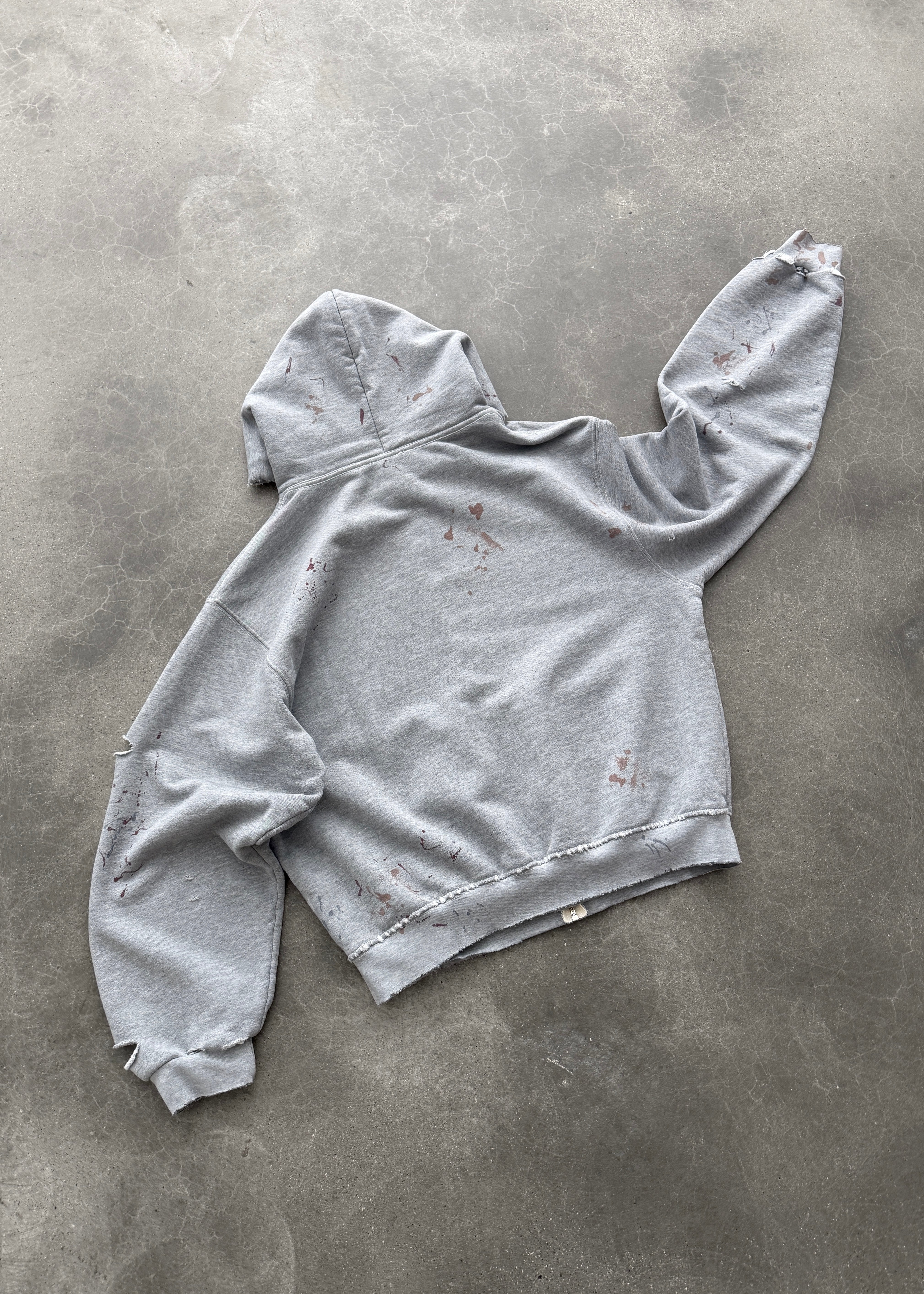"WATCH-PEEKER" ZIP-UP HOODIE - HEATHER GREY
