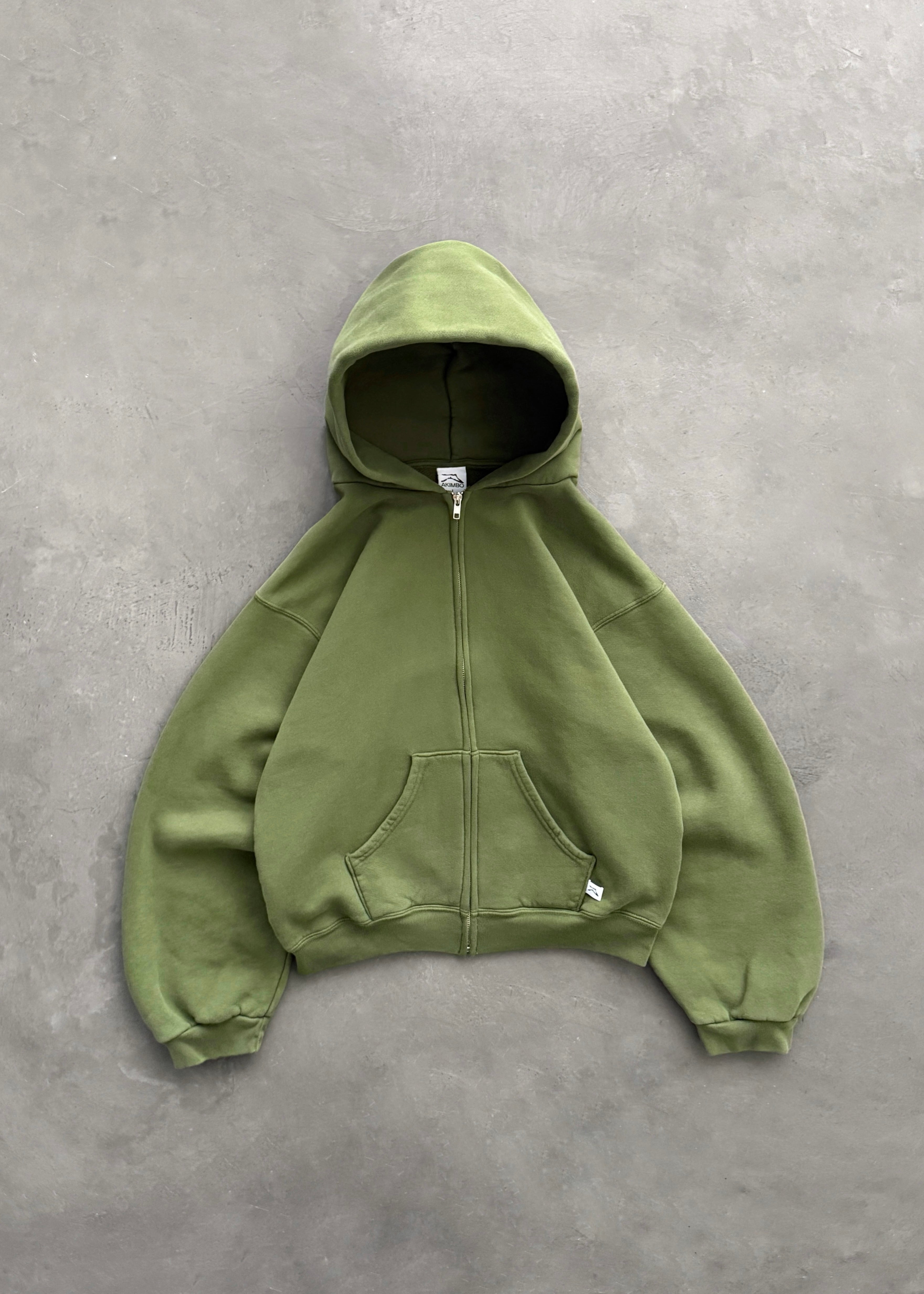 AKIMBO ZIP-UP HOODIE - OLIVE GREEN