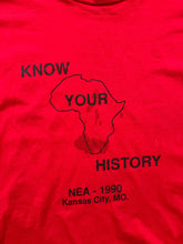 Load image into Gallery viewer, SINGLE STITCHED “KNOW YOUR HISTORY” RED TEE - 1990S
