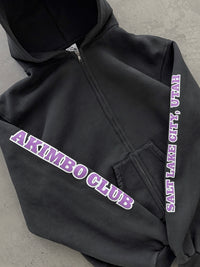 AKIMBO EAGLE CLUB ZIP-UP HOODIE - FADED BLACK