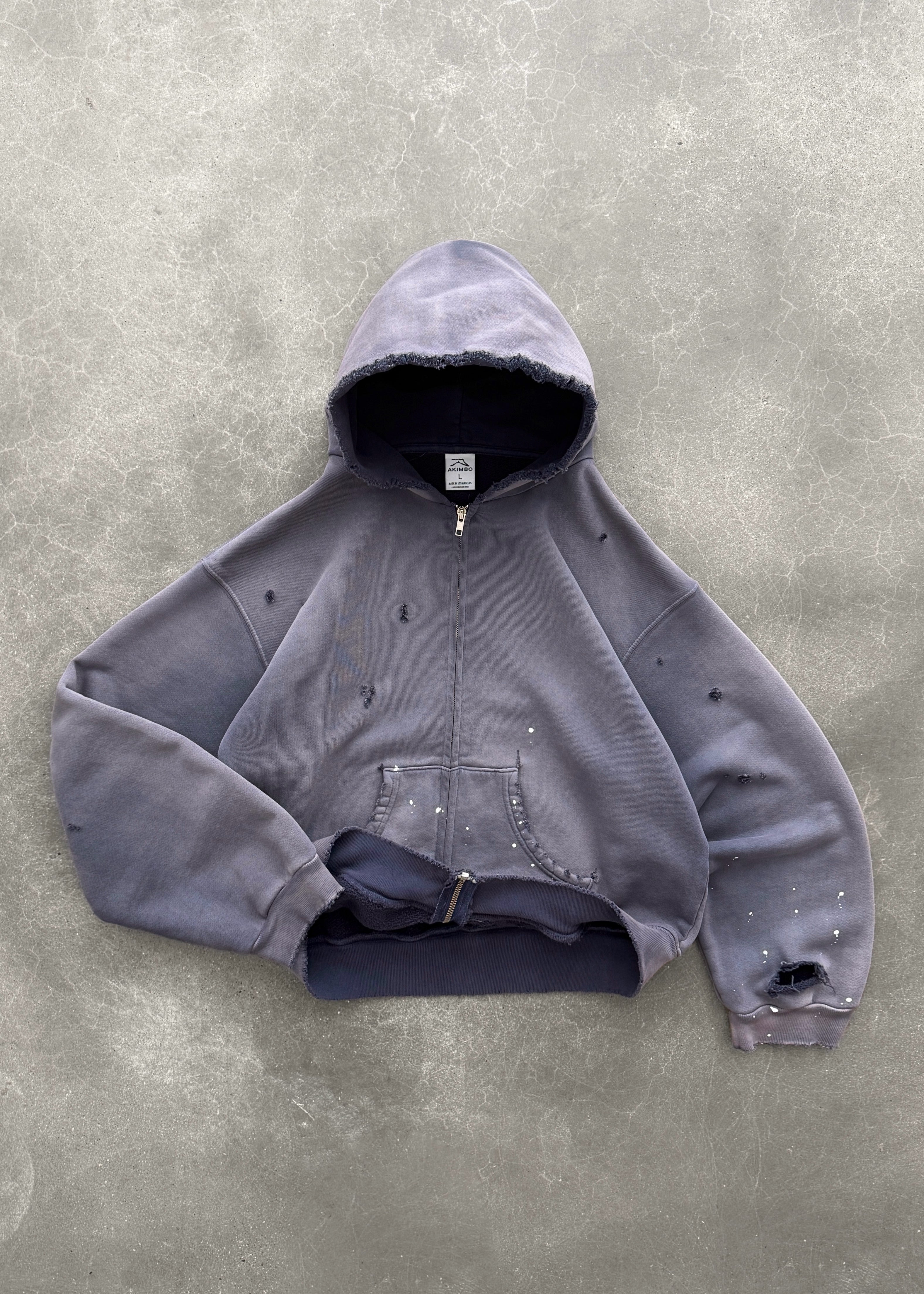 "WATCH-PEEKER" ZIP UP HOODIE - SUN FADED EGGPLANT