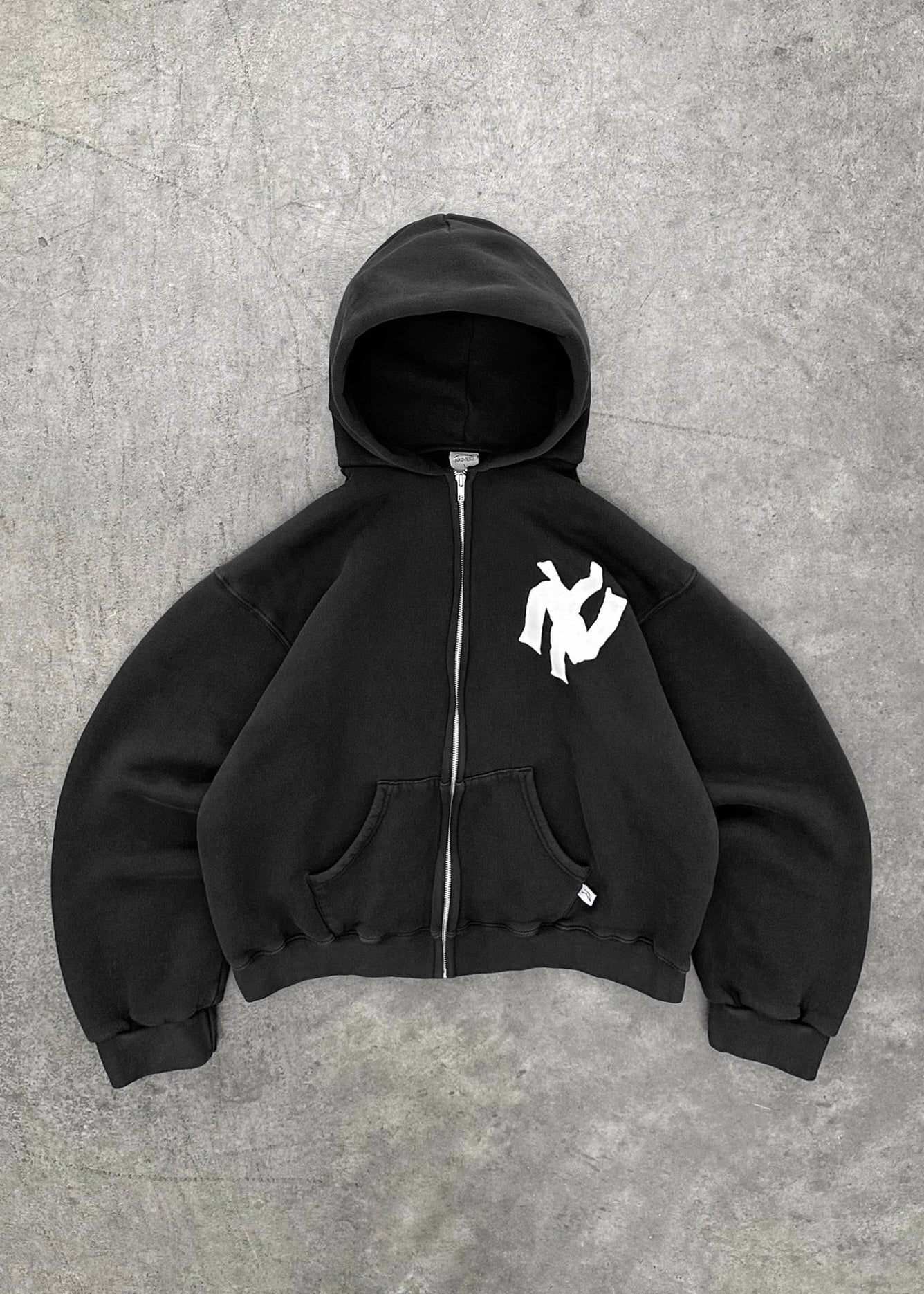 "NY NOODLE" AKIMBO ZIP-UP HOODIE - FADED BLACK