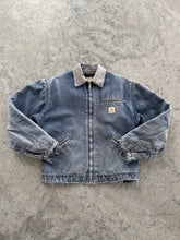 Load image into Gallery viewer, SUN FADED DISTRESSED SLATE BLUE CARHARTT DETROIT JACKET - 1990S
