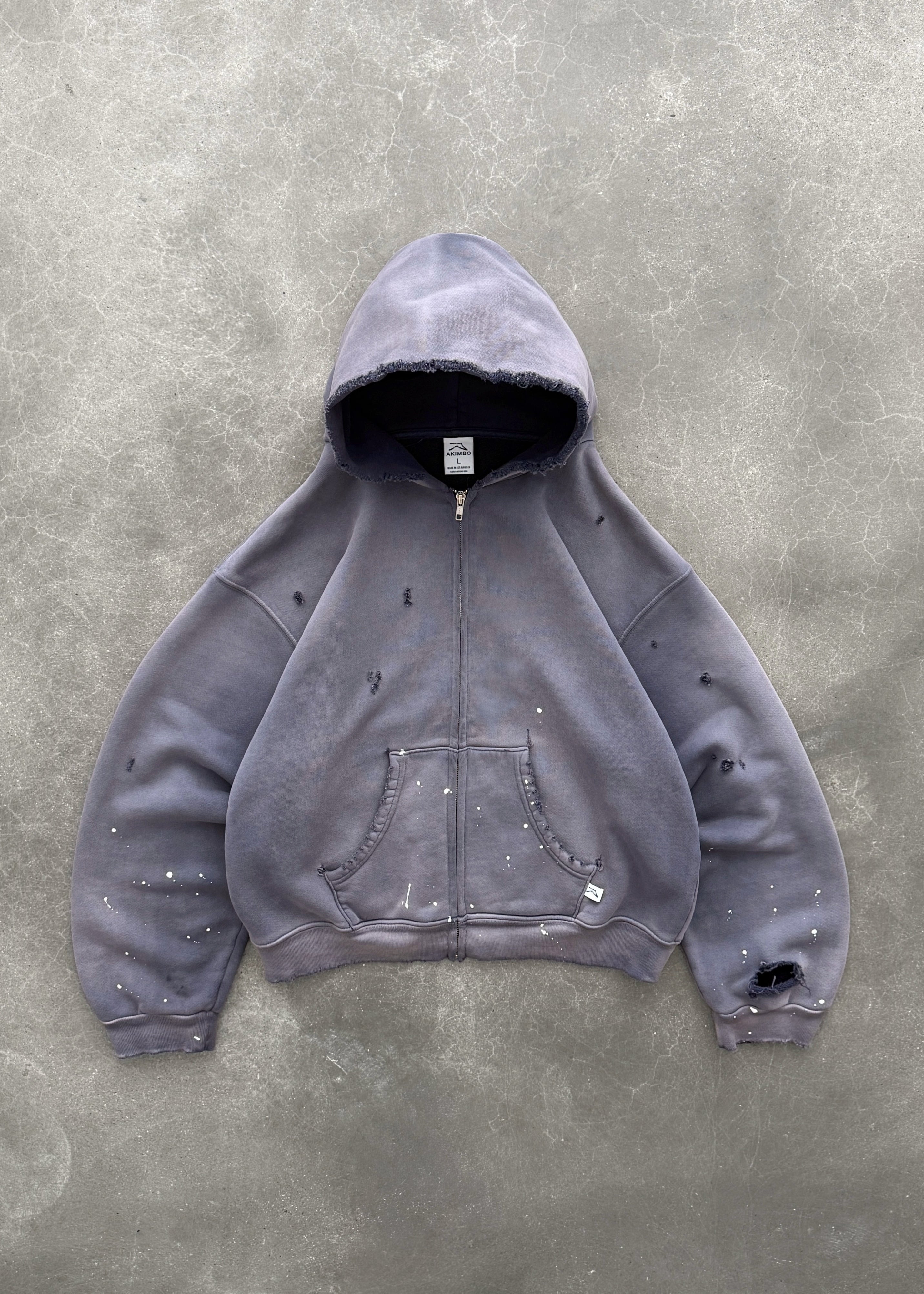 "WATCH-PEEKER" ZIP UP HOODIE - SUN FADED EGGPLANT