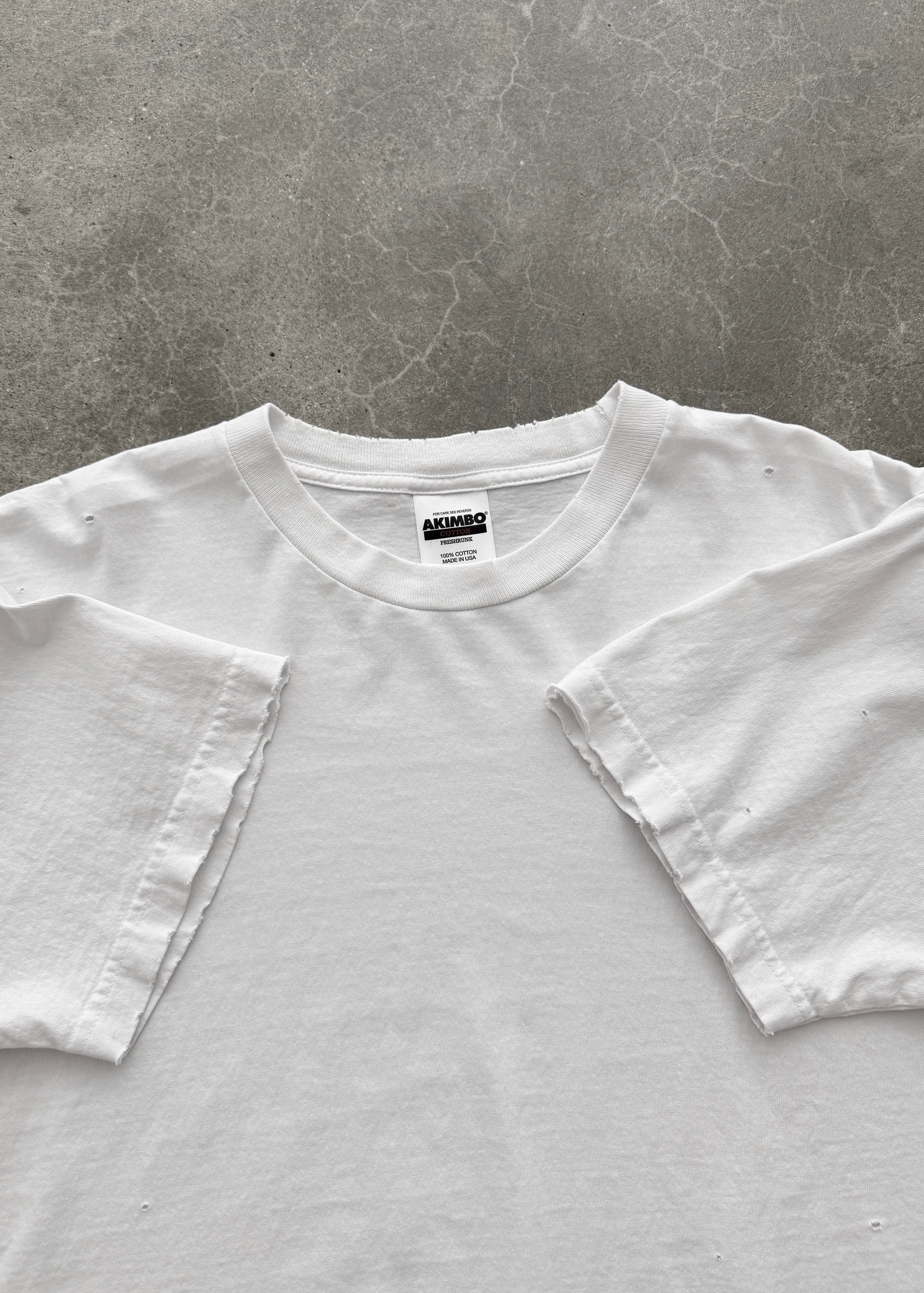 DISTRESSED “1999” BLANK TEE - WHITE