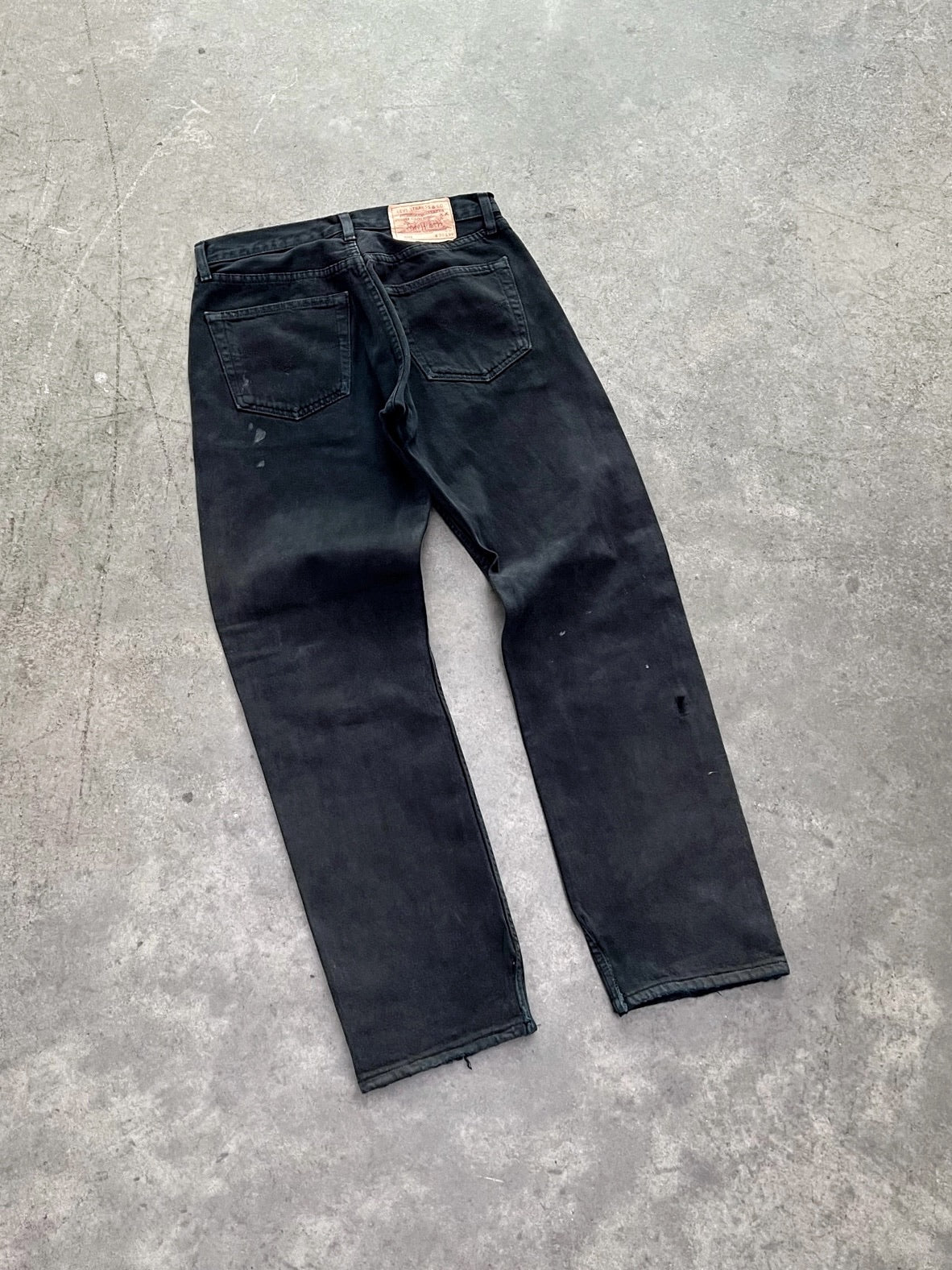 LEVI’S 501 FADED BLACK REPAIRED JEANS - 1990S