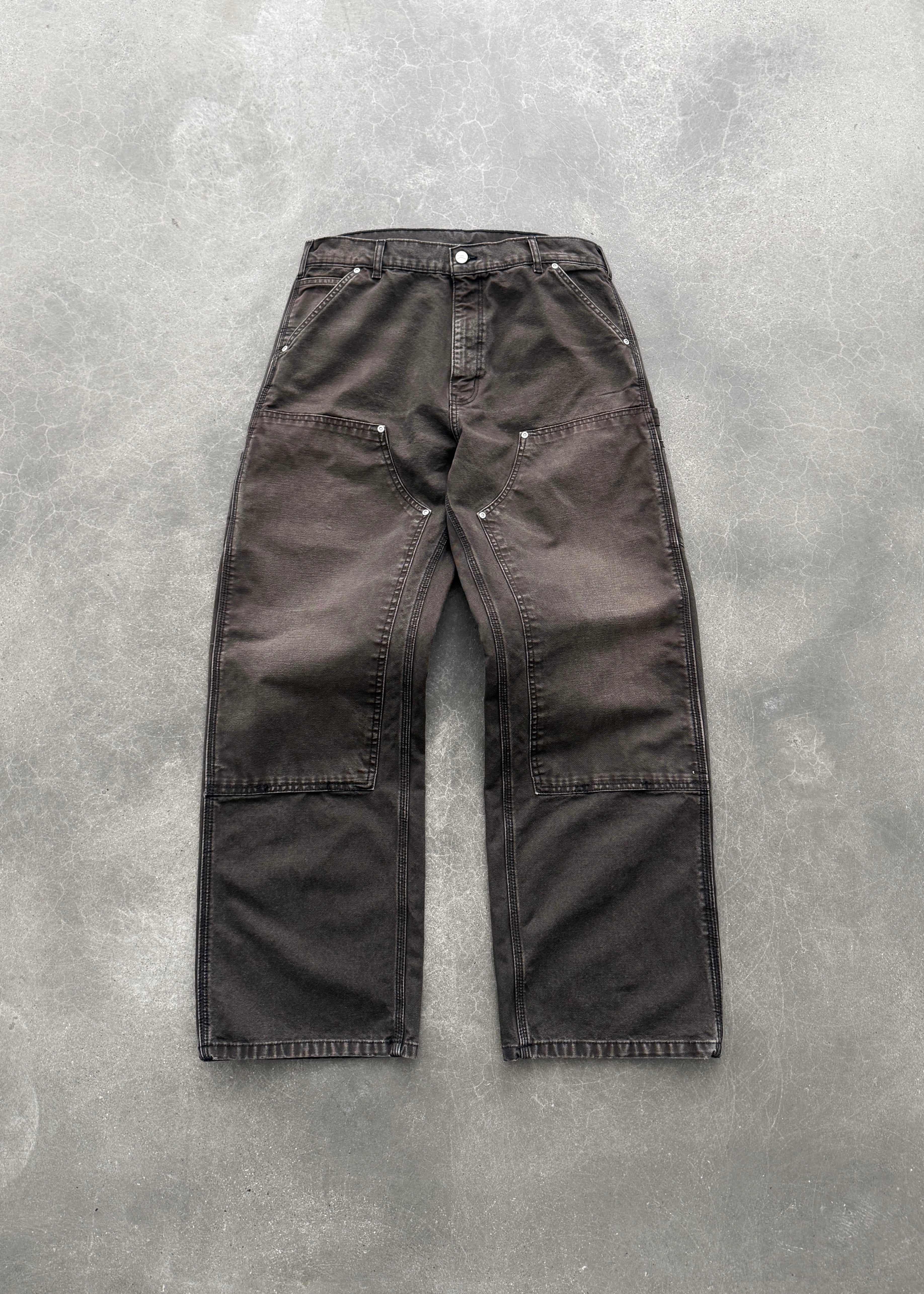 パンツ AKIMBO CANVAS DOUBLE KNEES - DIRTY BLACK CANVAS DOUBLE KNEE - DARK BROWN