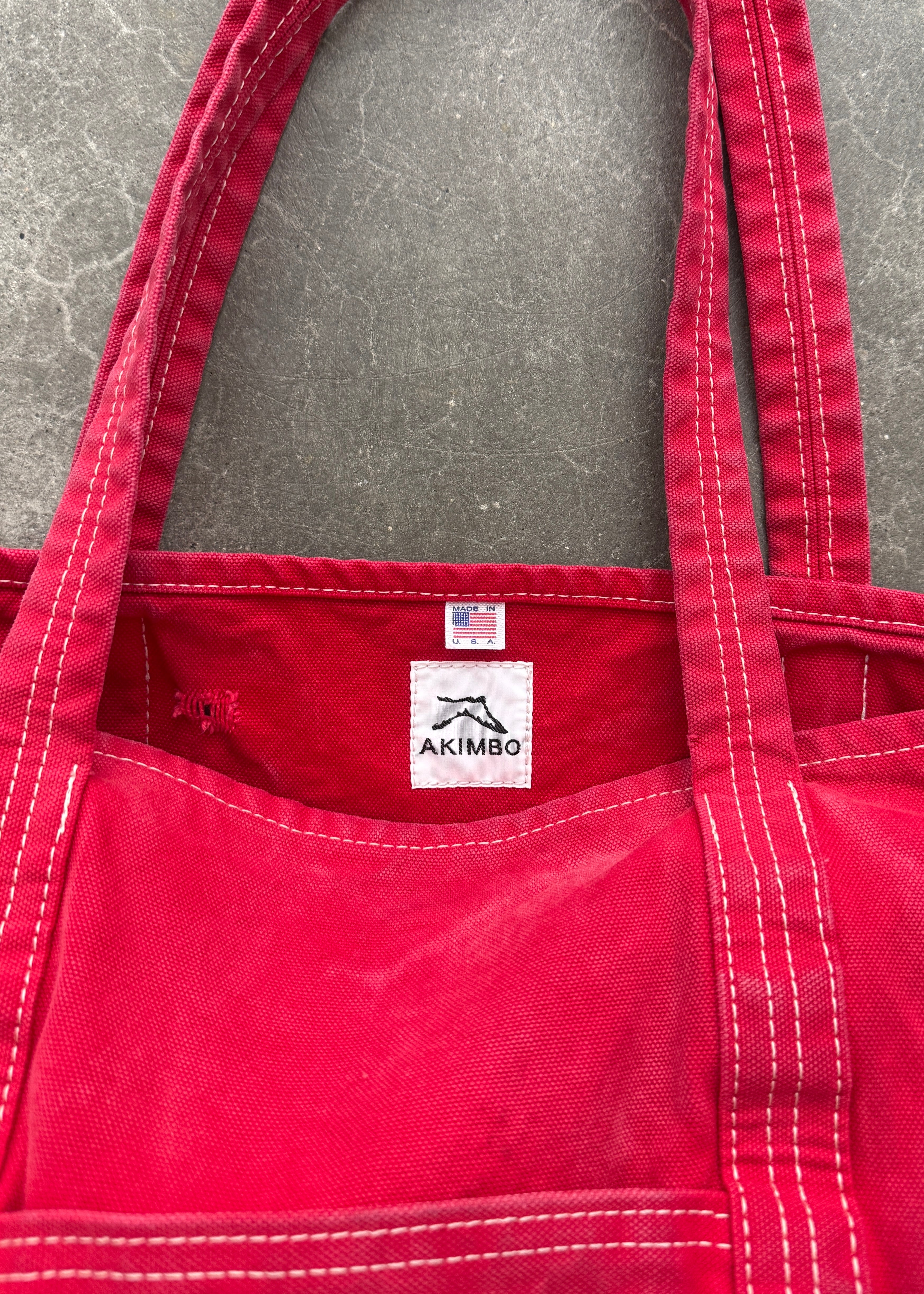 DISTRESSED TOTE BAG - FADED RED
